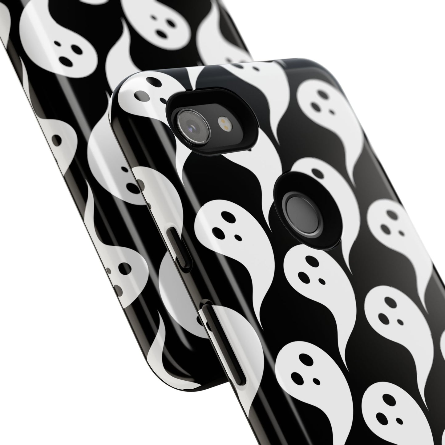 Ghost Pattern Phone Case, Cute Ghost Cell Phone Cover, Halloween Accessory, Spooky Gift, Black and White Phone Case