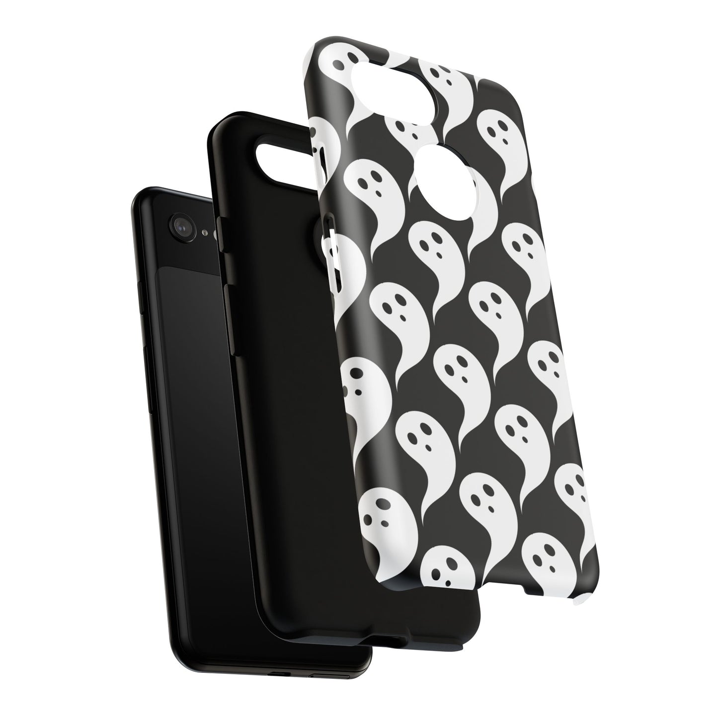 Ghost Pattern Phone Case, Cute Ghost Cell Phone Cover, Halloween Accessory, Spooky Gift, Black and White Phone Case
