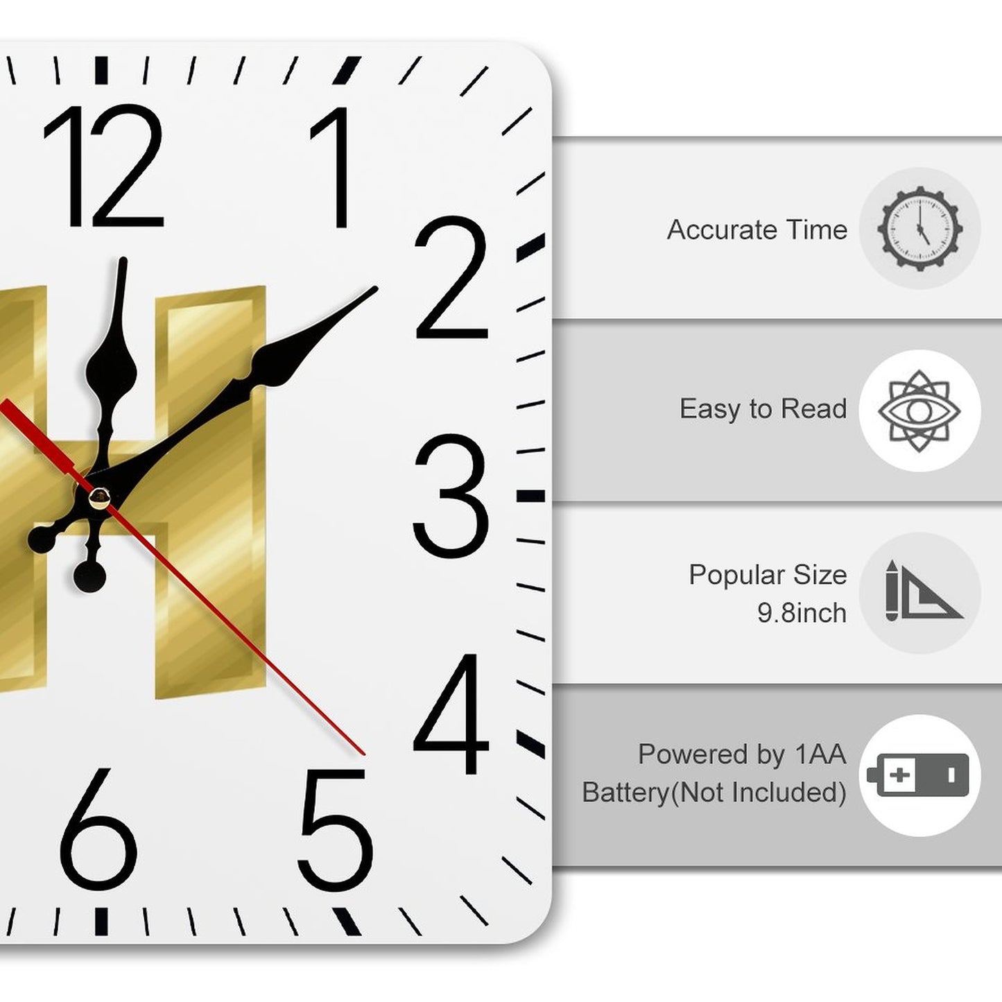 Square Wall Clock-9.8"x9.8"/25x25cm