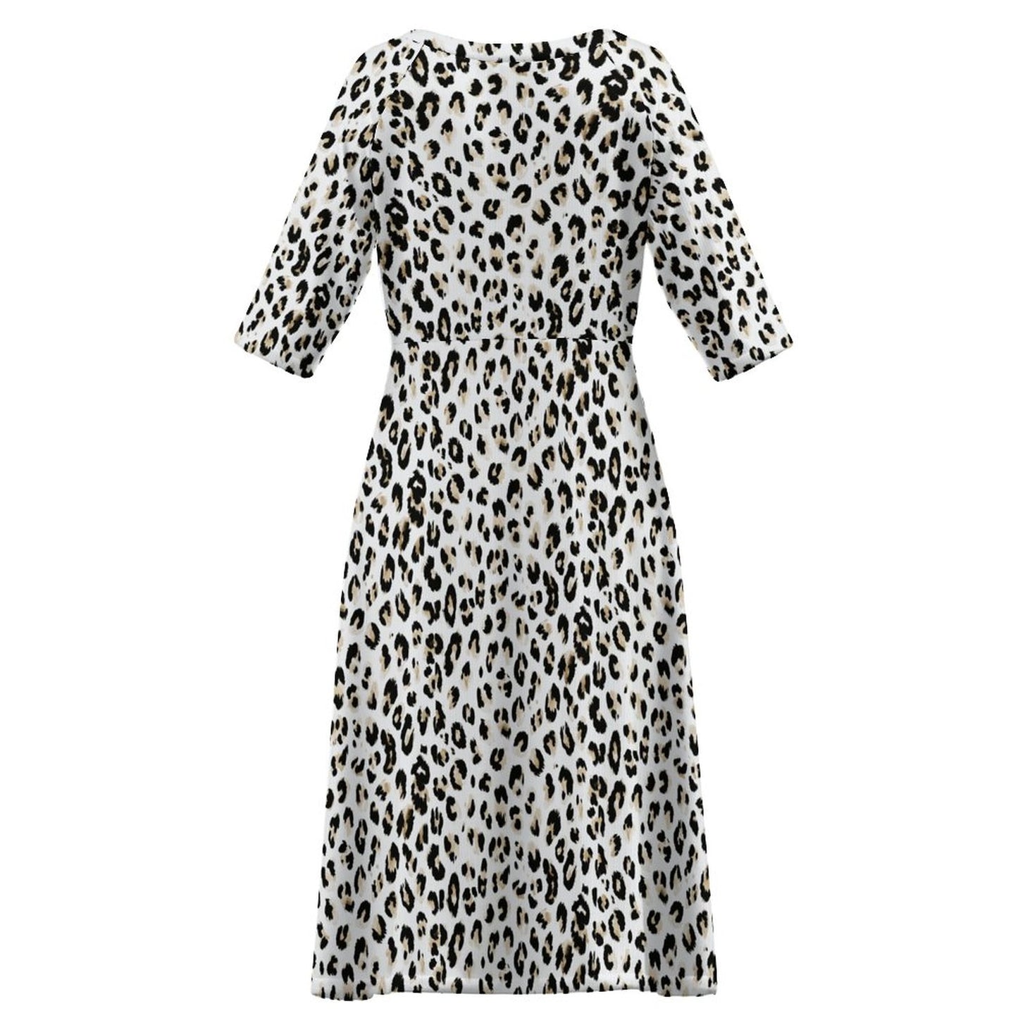 Round Neck 3/4 Sleeve Long Dress