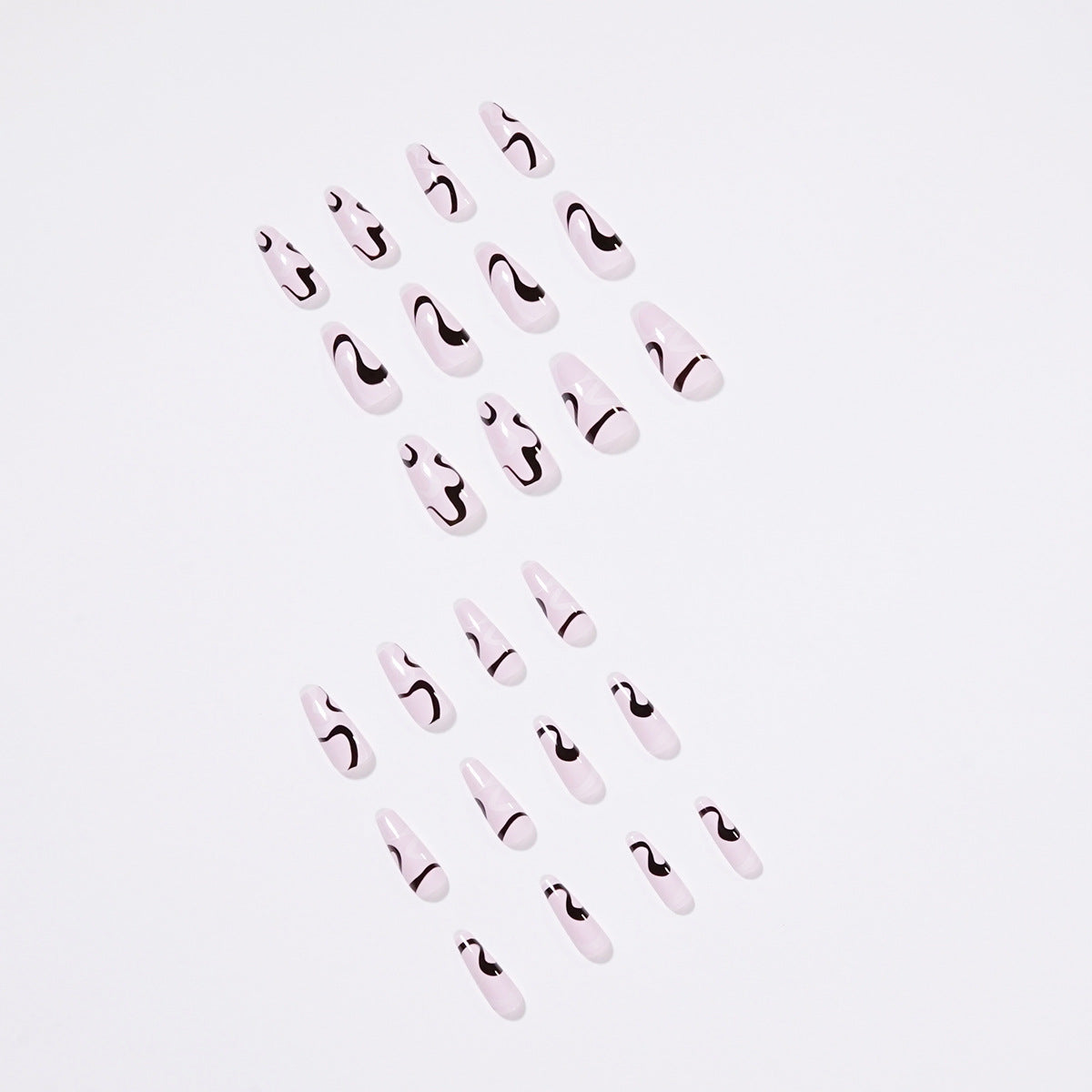 Black and white water wave Press on nails simple wind nail wave nail line nail Press on nails wholesale 365nails – Image 2