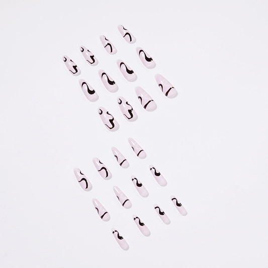 Black and white water wave Press on nails simple wind nail wave nail line nail Press on nails wholesale 365nails – Image 2