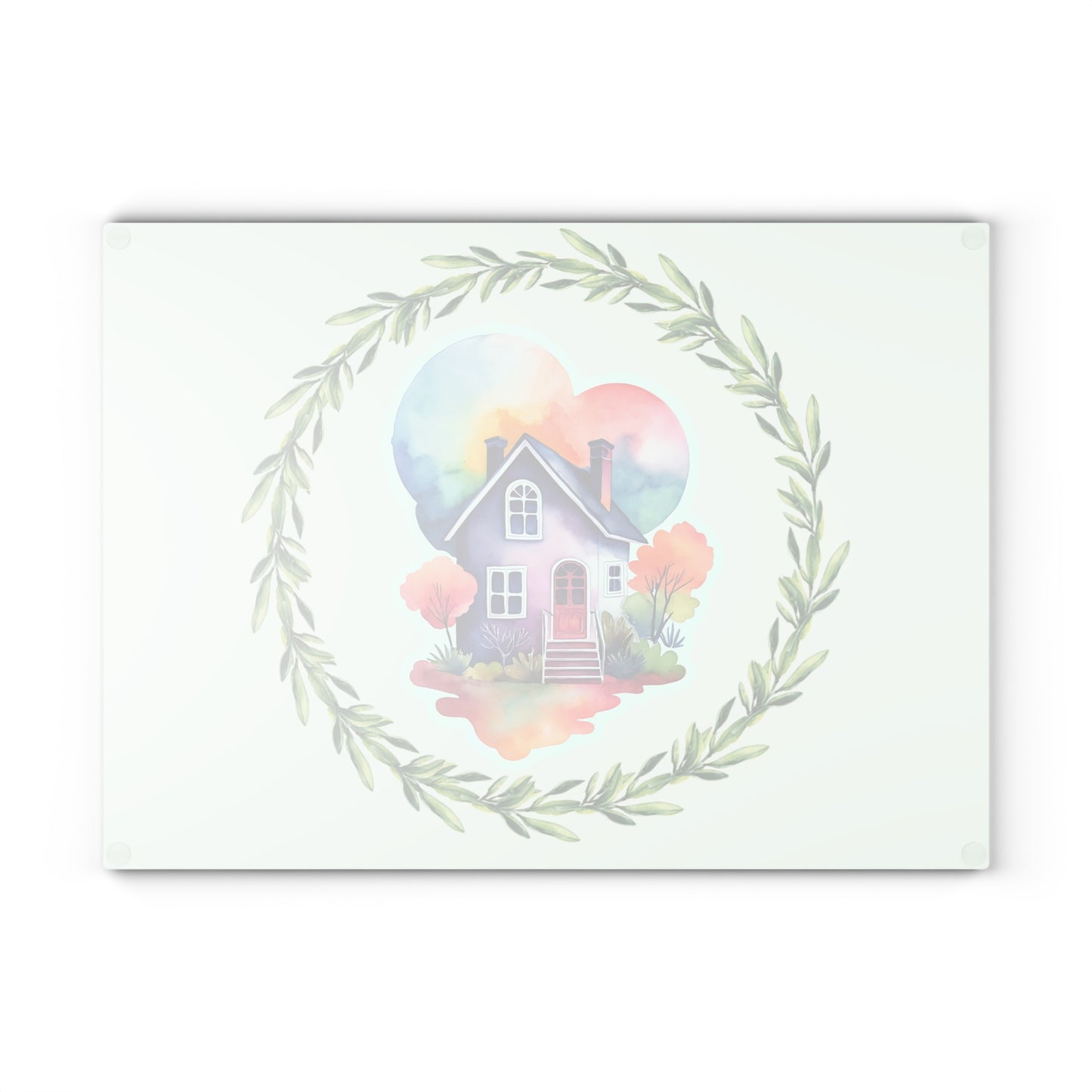 Charming Home-themed Glass Cutting Board - Kitchen Decor, Housewarming Gift, Unique Culinary Gift, Functional Art, Family Kitchen Essentials