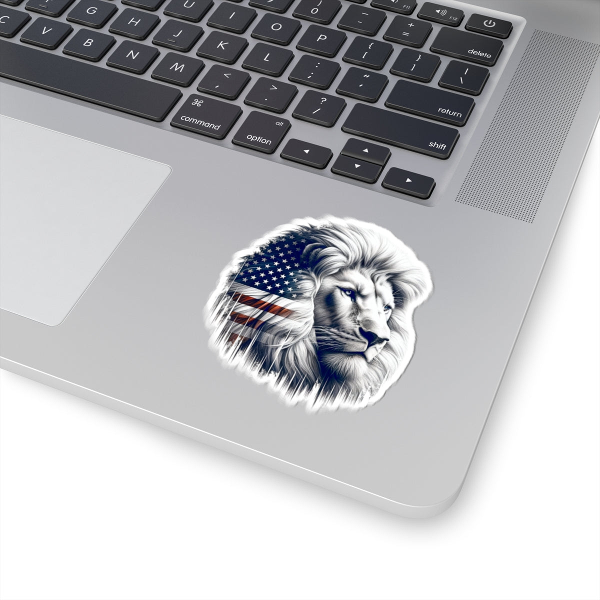 American Flag Lion Kiss-Cut Sticker — Patriotic Lion Decal for Laptop, Water Bottle