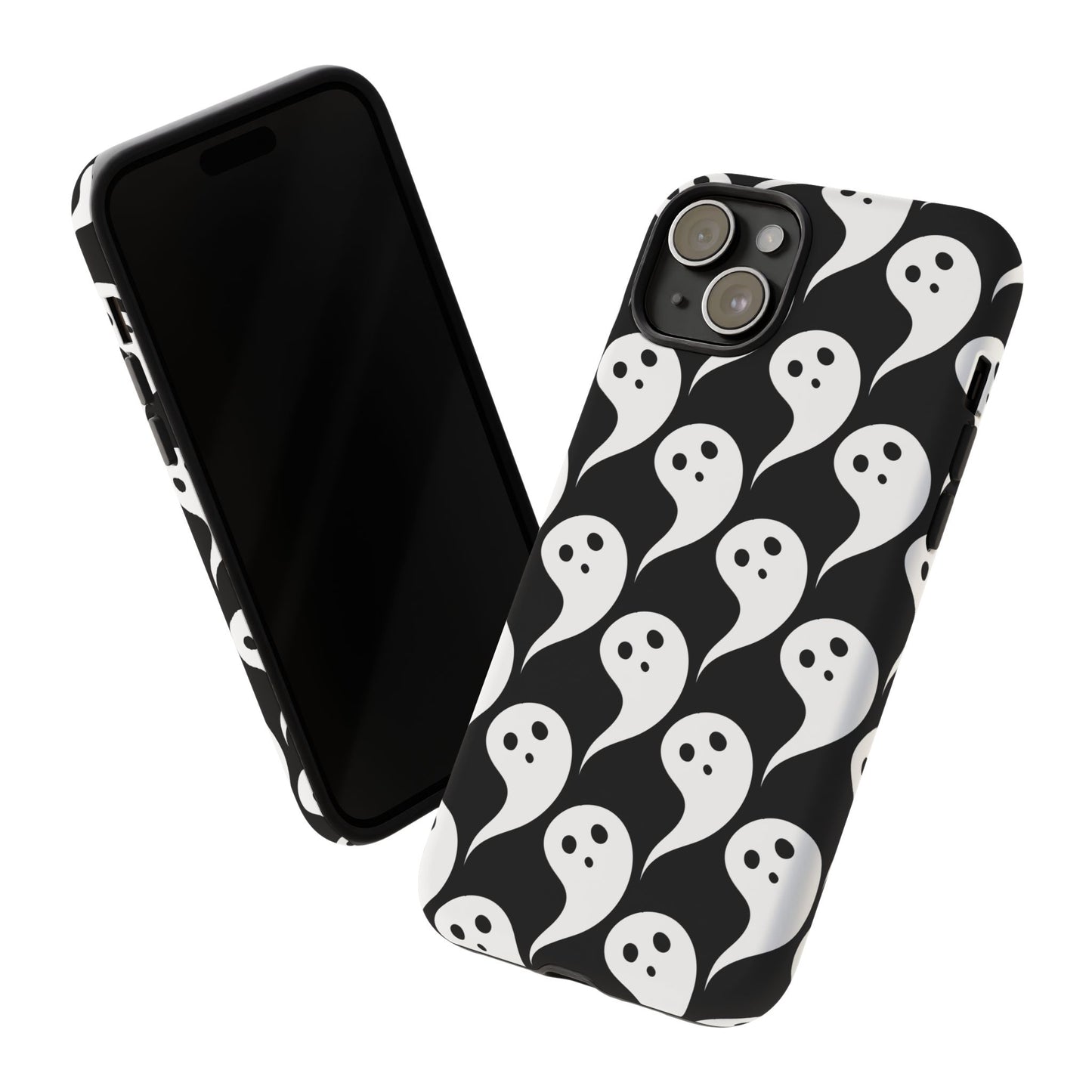Ghost Pattern Phone Case, Cute Ghost Cell Phone Cover, Halloween Accessory, Spooky Gift, Black and White Phone Case