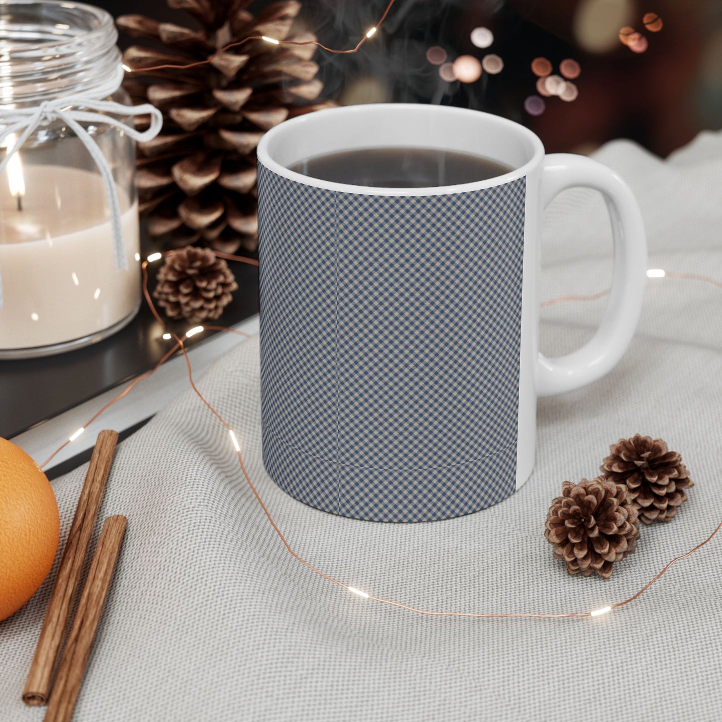 Stylish Checkered Ceramic Mug - Modern Coffee Cup, Daily Use, Gift for Him/Her, Home Decor, Birthday/Housewarming