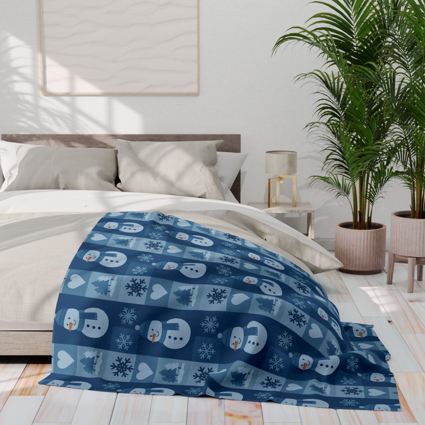 Cozy Snowman Fleece Blanket - Winter Decor, Holiday Gift, Couch Cover, Christmas Throw, Plush Blanket