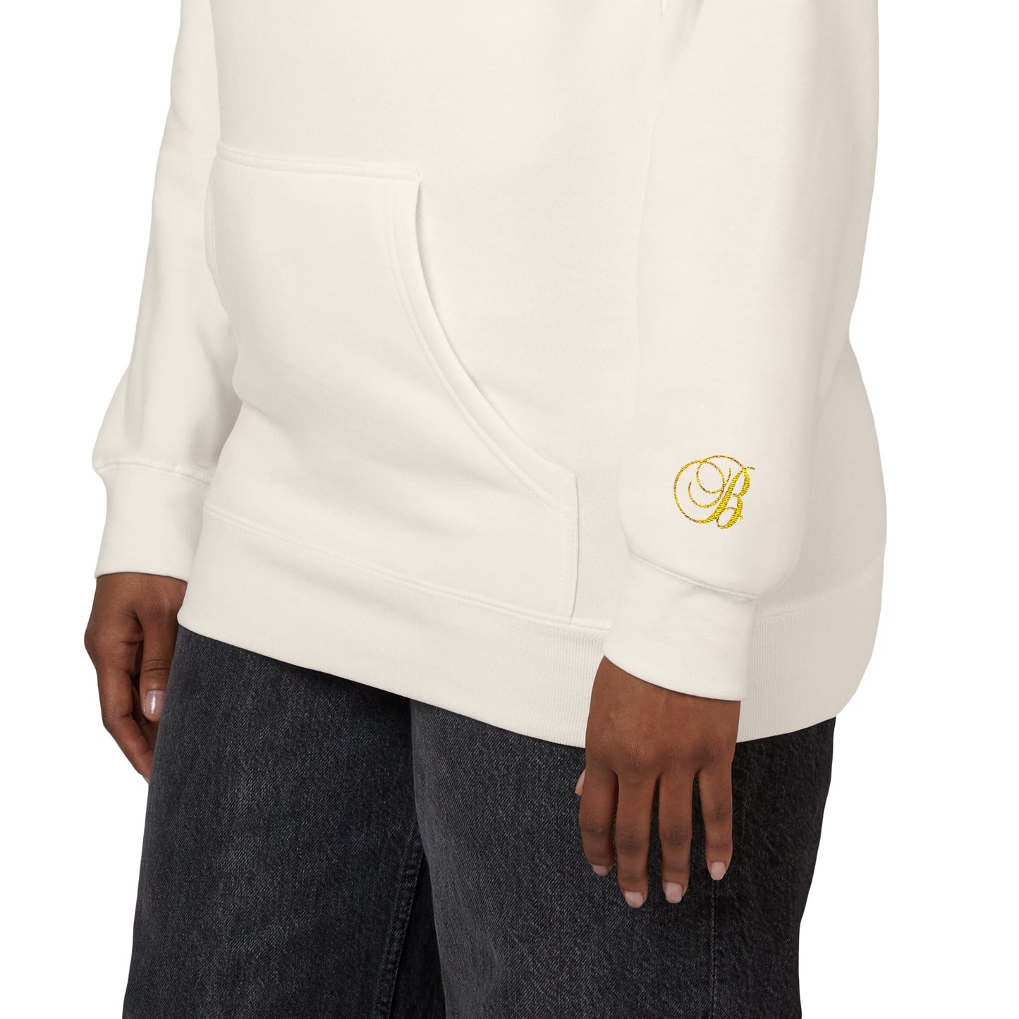 Coral Gold Floral Initial Hoodie — Monogram 'B' Casual Pullover