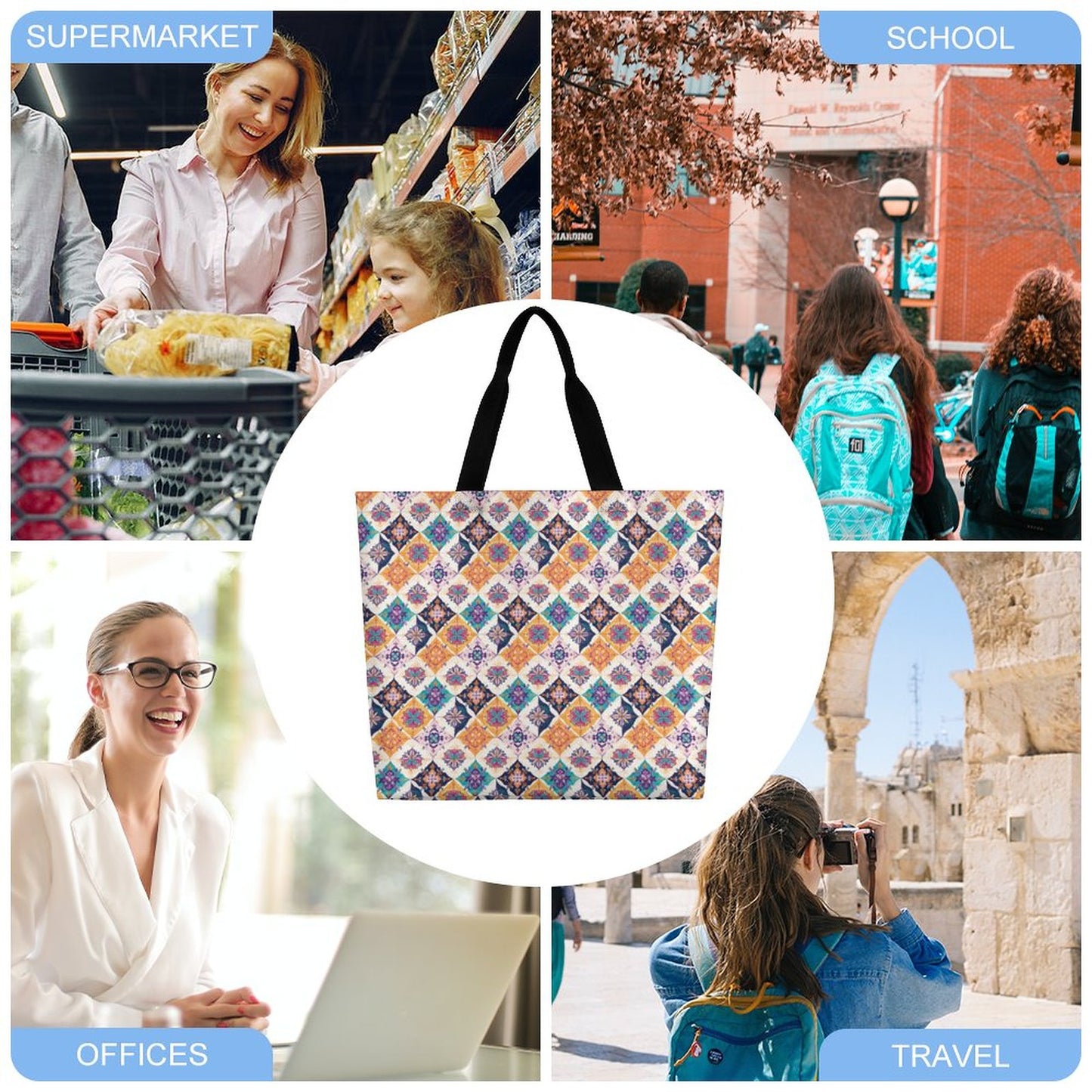 Large One Shoulder Shopping Bag (All-Over Printing)