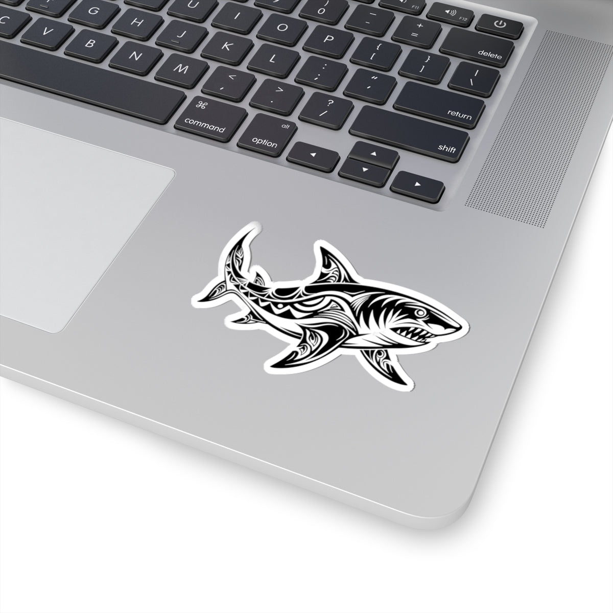 Tribal Shark Kiss-Cut Stickers – Bold Ocean-Inspired Decals for Laptops and More