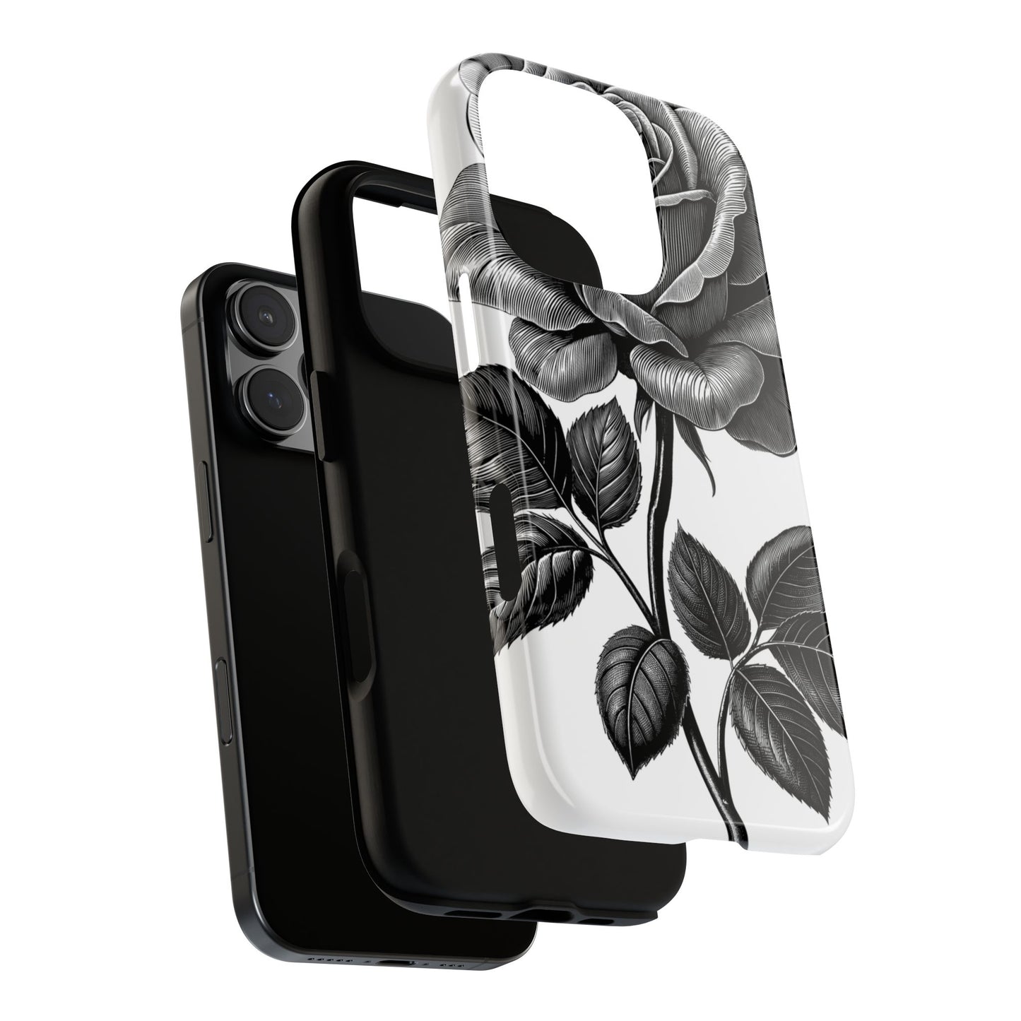 Elegant Floral Phone Case - Tough Cases, Black Rose Design, Floral Phone Cover, Stylish Phone Accessory, Gift for Her, Mother's Day