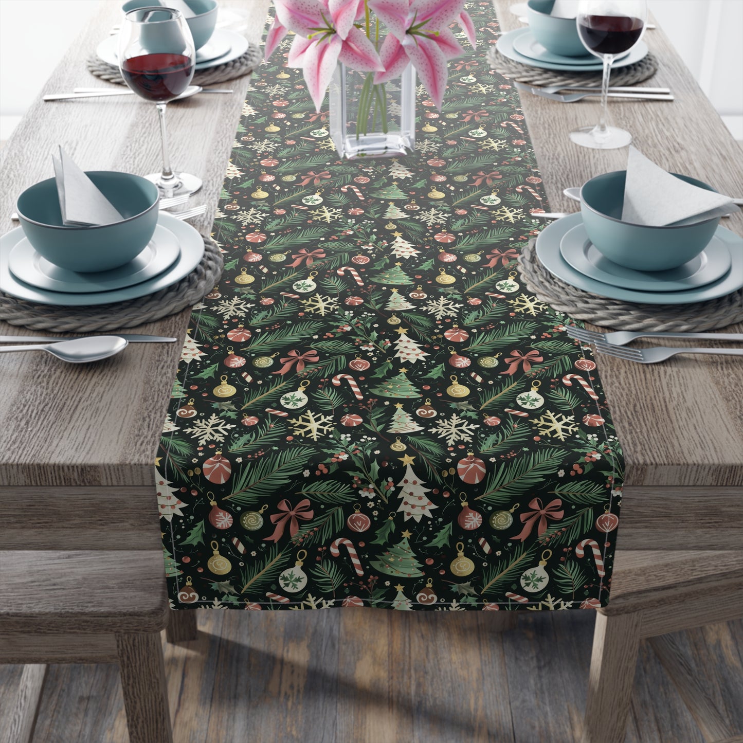 Festive Holiday Table Runner, Seasonal Decor for Parties, Christmas Tablecloth, Winter Home Accessory, Table Decoration