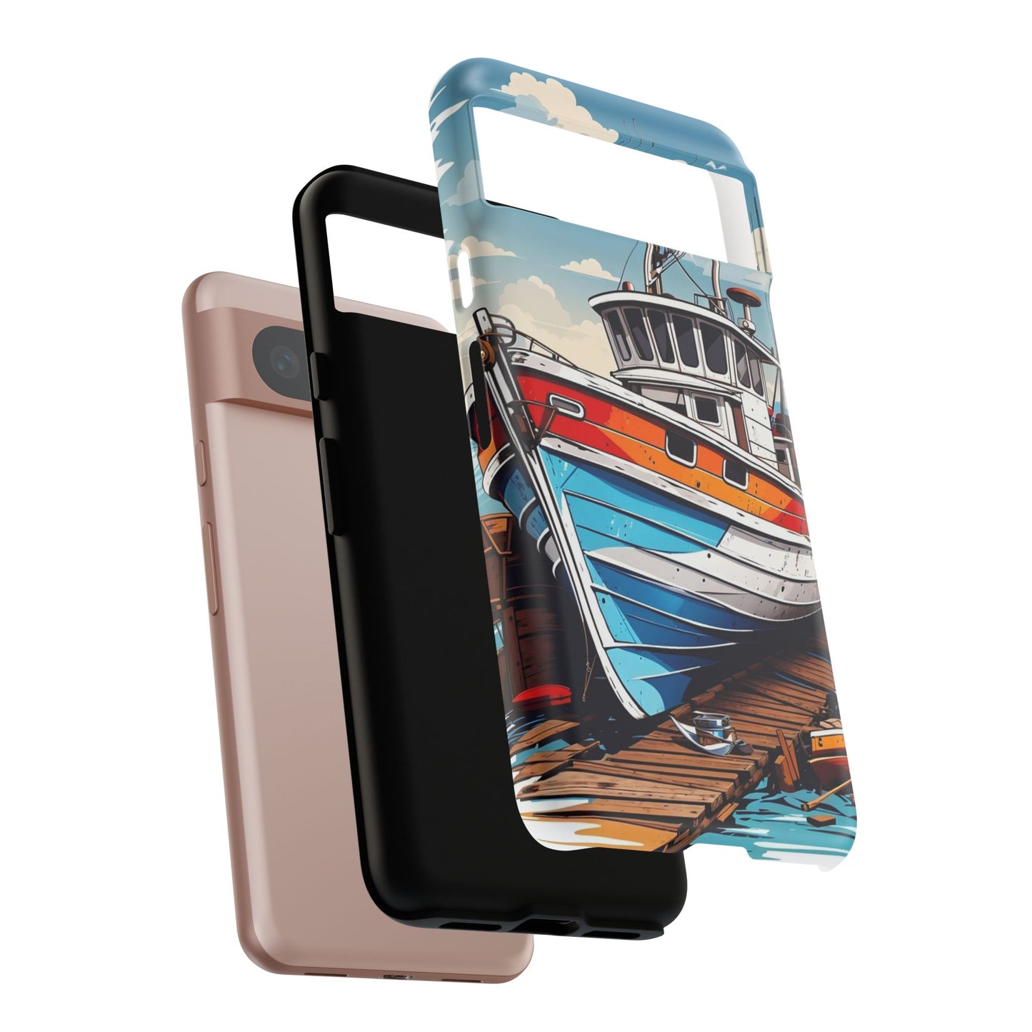 Colorful Fishing Boat Phone Case | Nautical Gift, Marine Design, Coastal Aesthetic, Summer Vibes, Sea Lover's Accessory