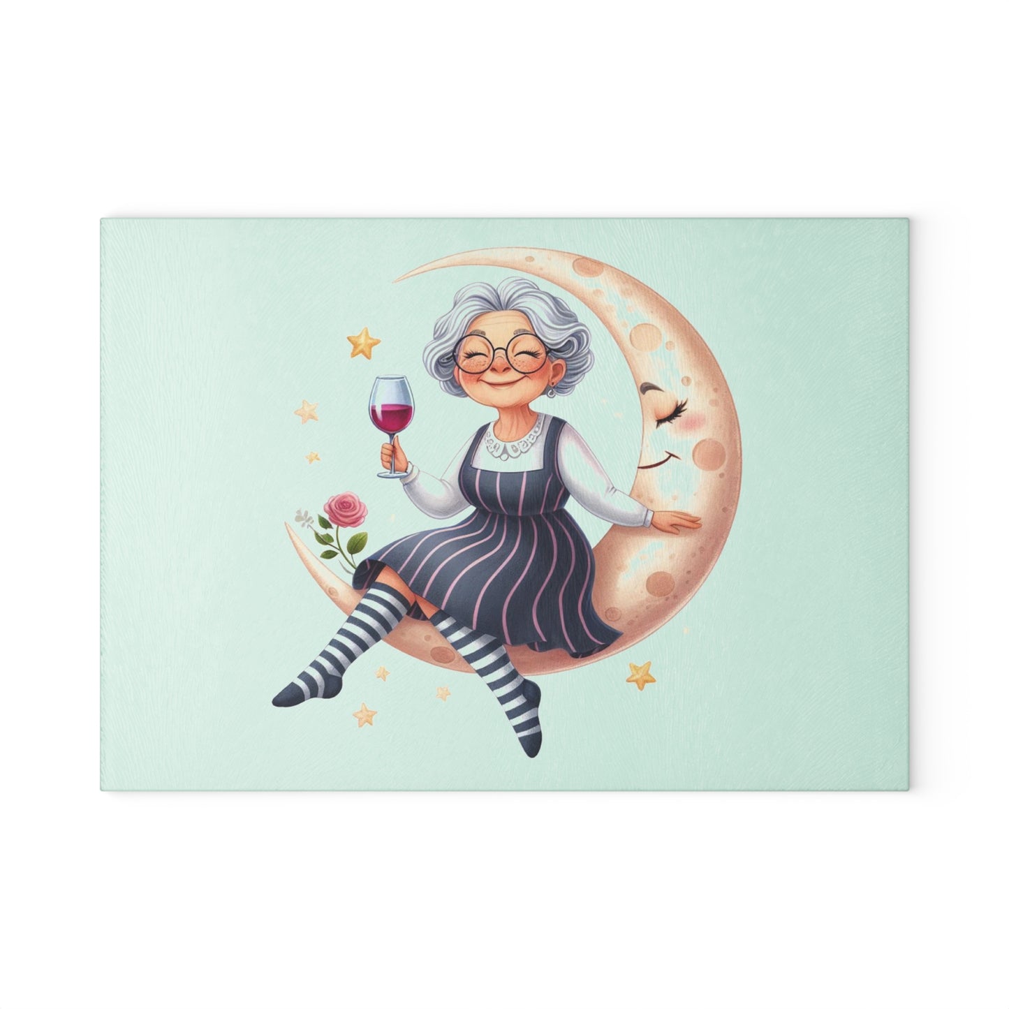 Whimsical Grandma Glass Cutting Board - Perfect Gift for Cooking Enthusiasts, Home Decor, Grandmother, Housewarming, Kitchen Accessory