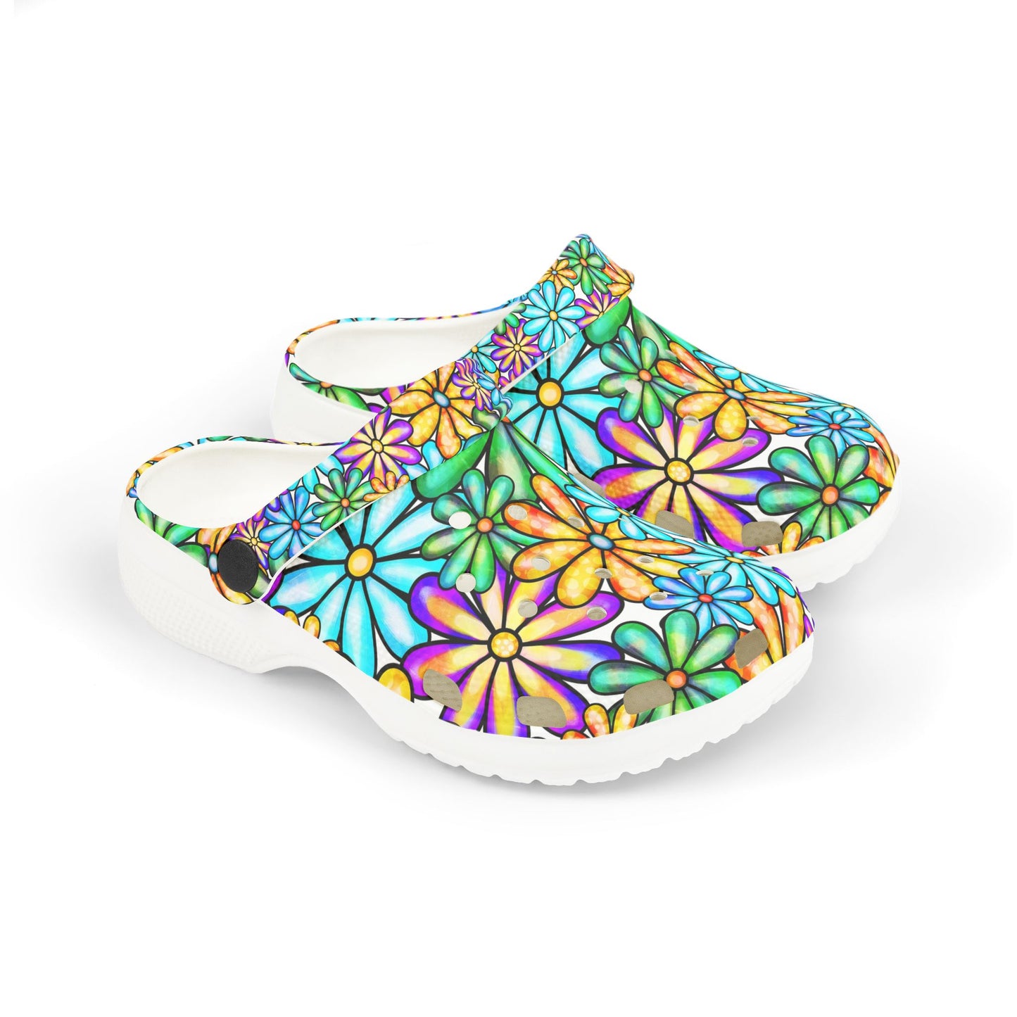Colorful Floral Kid's EVA Foam Clogs, Fun Summer Shoes, Playful Garden Footwear, Kids' Comfort Sandals, Vibrant Outdoor Footwear