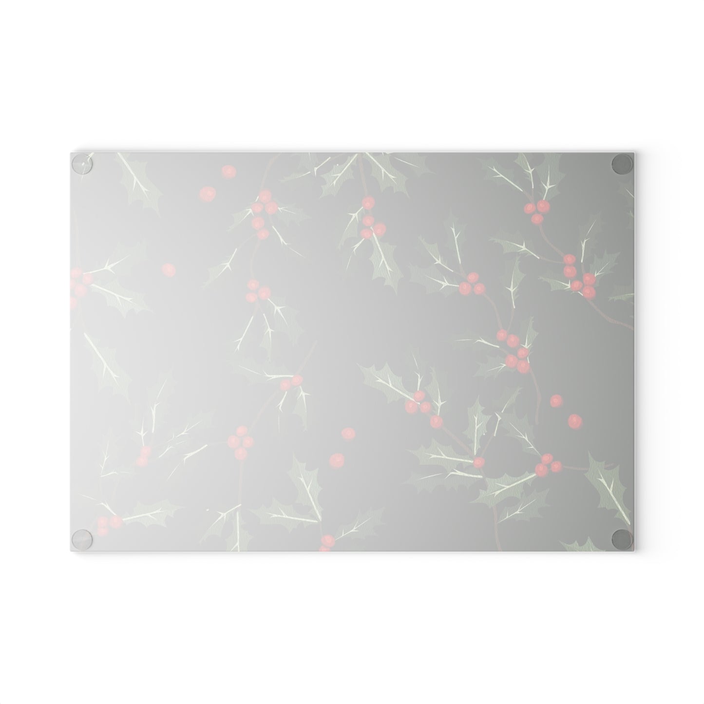 Holly Berry Glass Cutting Board - Festive Christmas Kitchen Decor