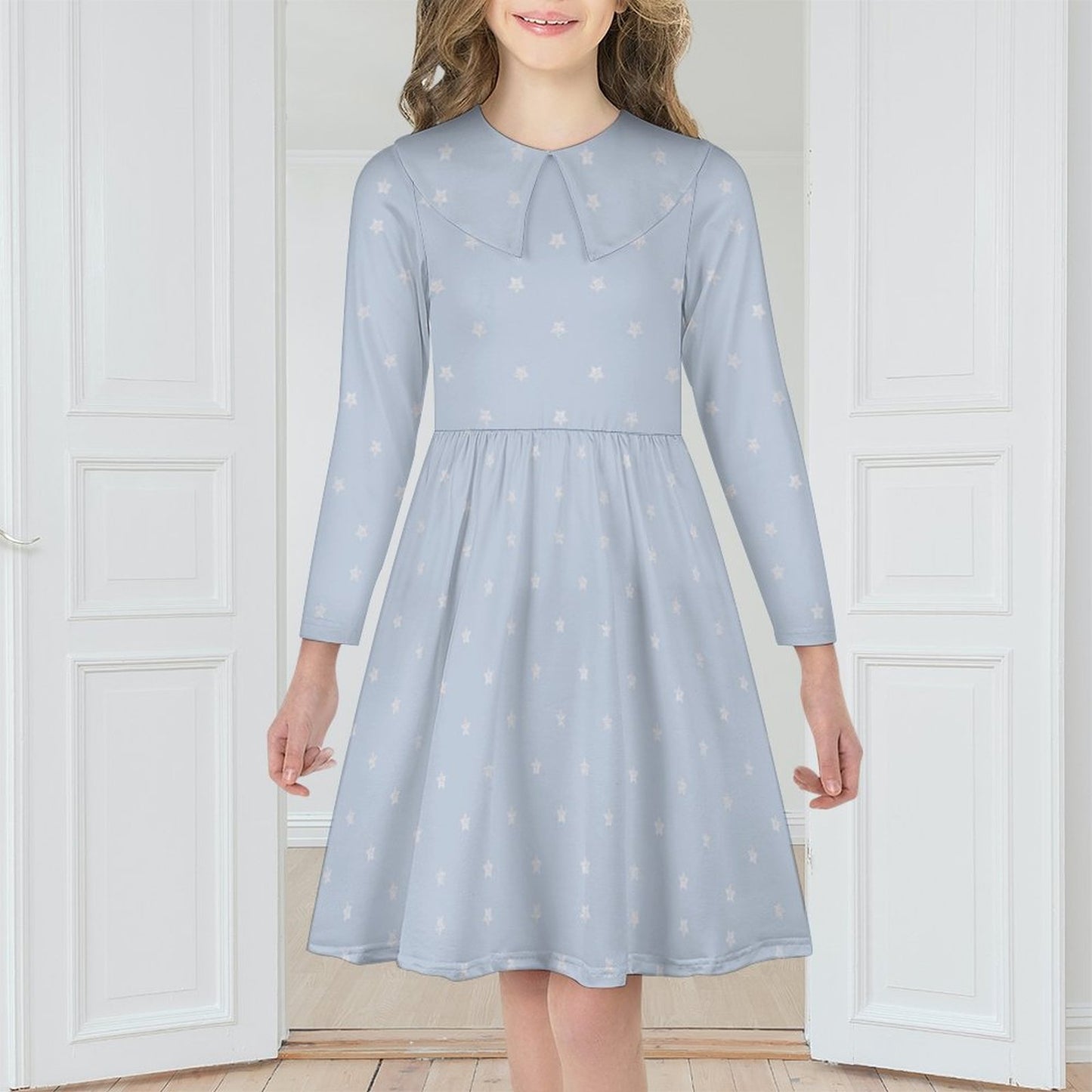 Girl's Long Sleeved Dress(All-Over Printing)