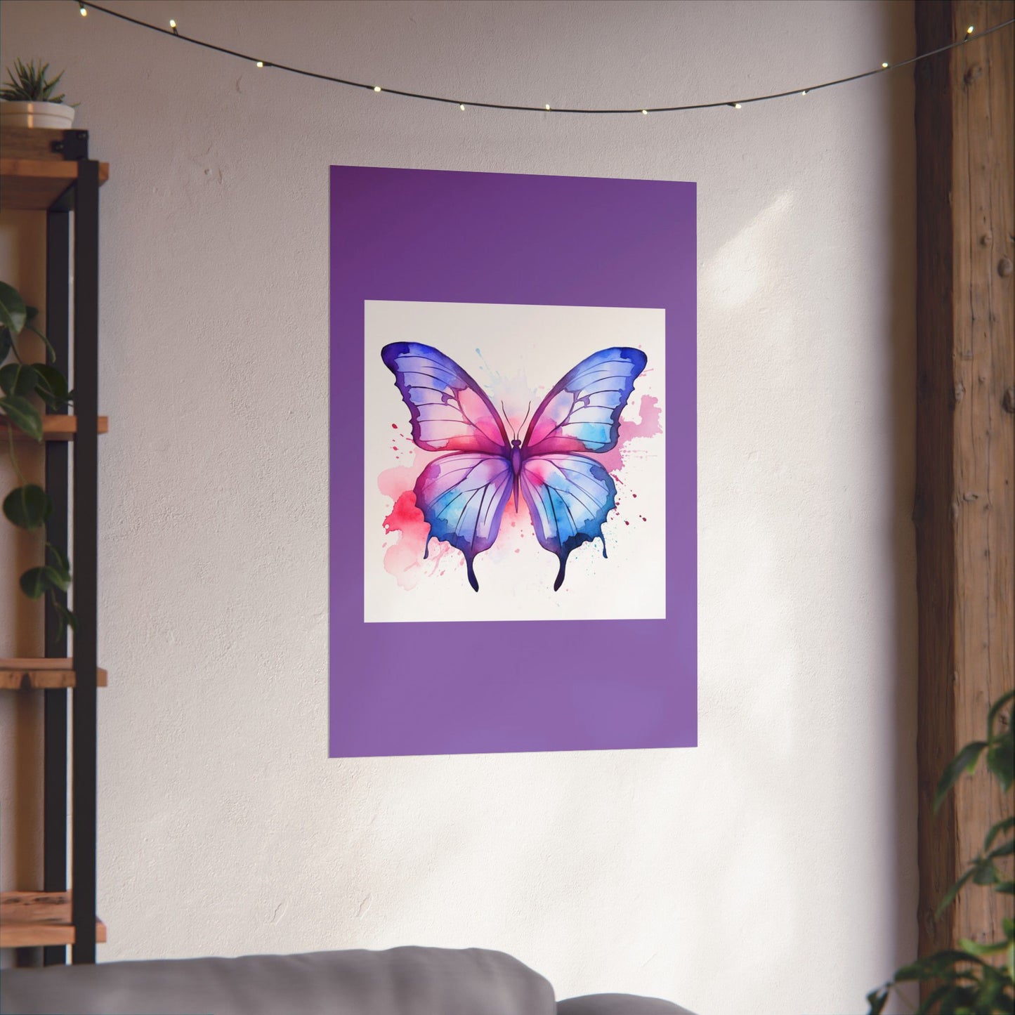 Butterfly Watercolor Matte Poster — Purple Vertical Art Print