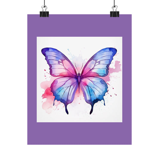 Butterfly Watercolor Matte Poster — Purple Vertical Art Print