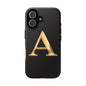 Custom Phone Case with Gold Letter A, Monogrammed Gift, Tough Protective Case, Personalized Phone Accessory, Unique Phone Cover
