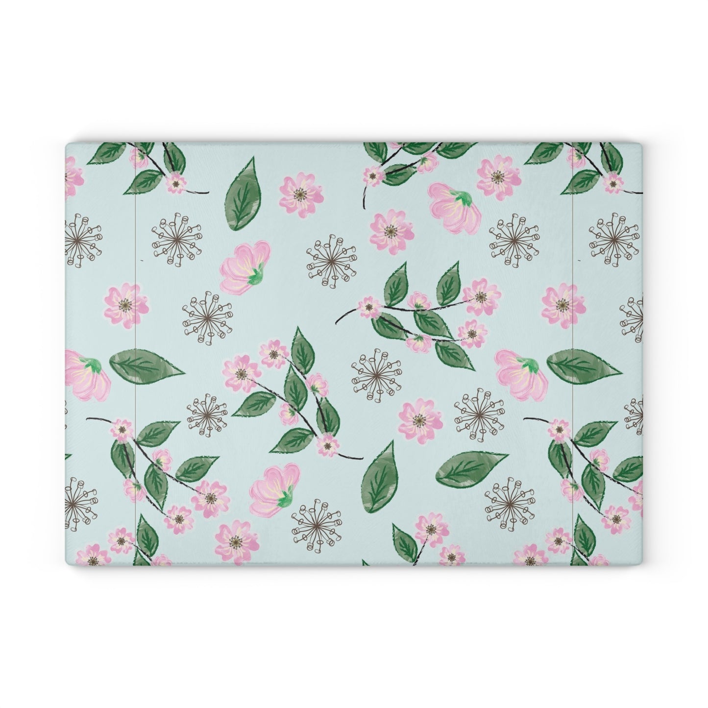 Floral Glass Cutting Board, Kitchen Decor, Gift for Garden Lovers, Wedding Registry, Mother’s Day Gift, Cooking Essential