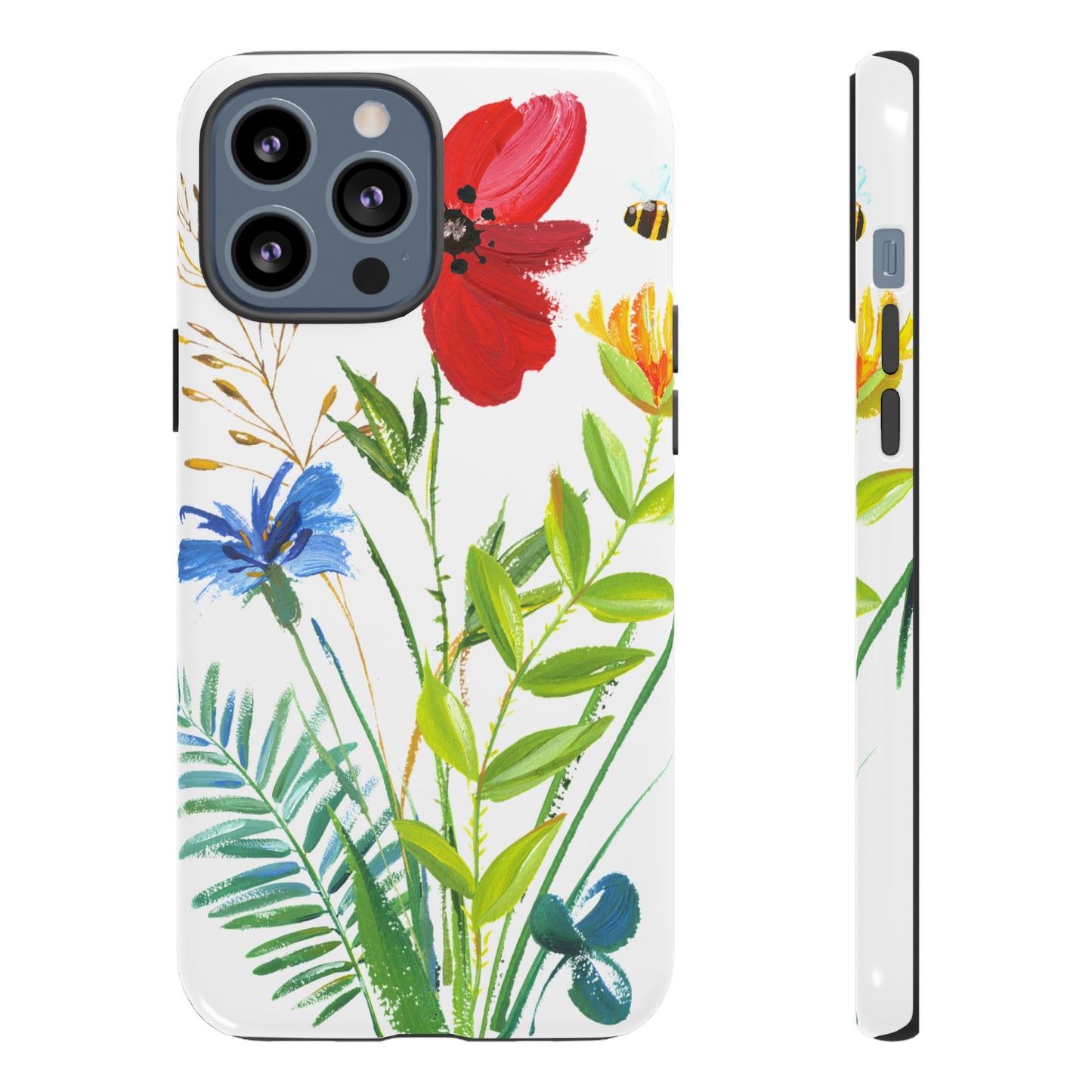 Floral Watercolor Tough Phone Case — Wildflower Bouquet Protective Cover