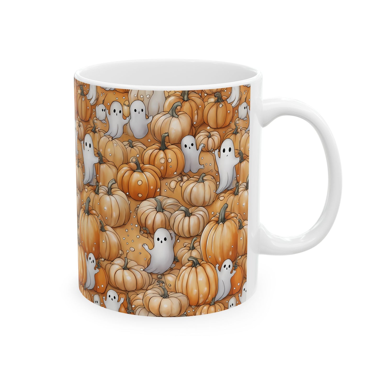 Ghostly Pumpkin Ceramic Mug for Fall Sips, Halloween Decor, Cozy Coffee Lover Gift, Cute Halloween Mug, Pumpkin Spice Mug