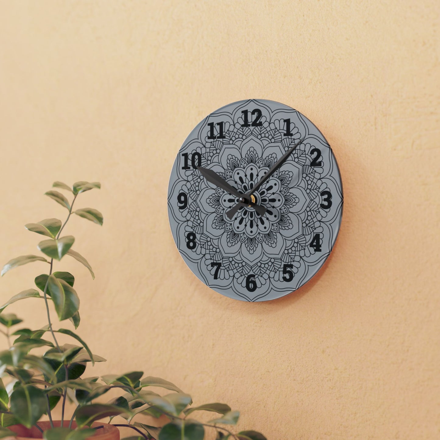 Elegant Mandala Acrylic Wall Clock, Home Decor