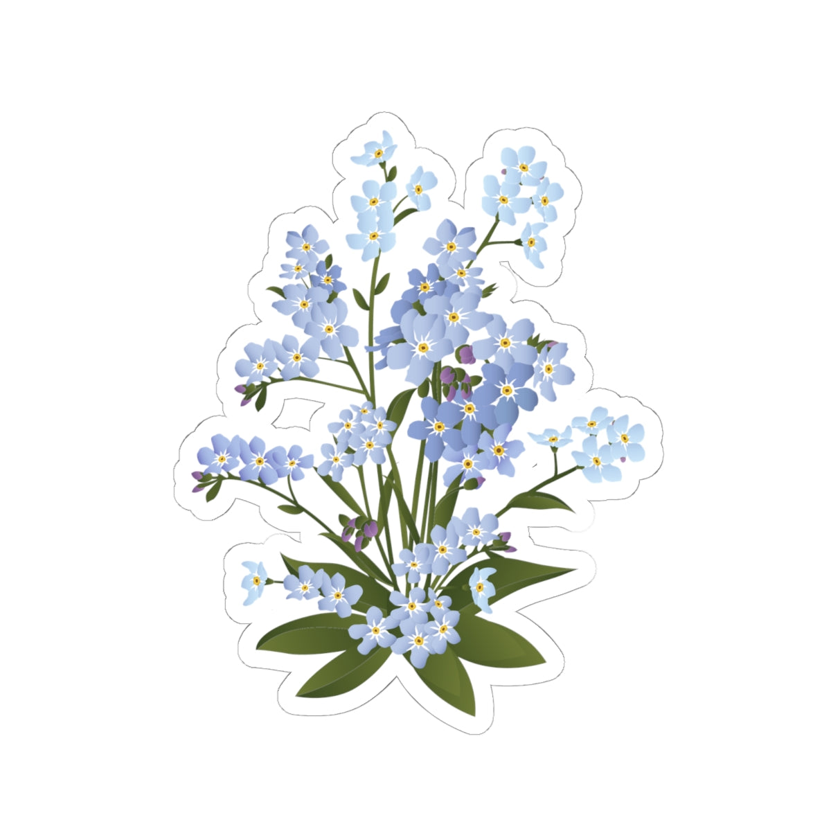 Forget-Me-Not Floral Kiss-Cut Sticker — Delicate Blue Wildflower Laptop Decal