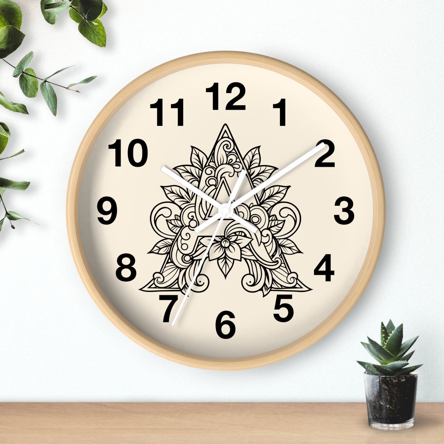 Boho Floral Wall Clock, Home Decor, Gift for Her, Bohemian Style, Living Room Wall Art, Unique Timepiece, Handmade Clock