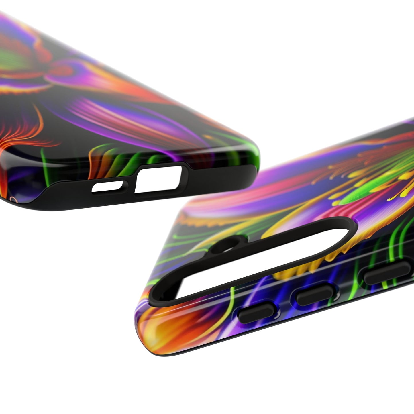 Floral Neon Tough Phone Case — Vivid Purple & Orange Lily Protective Cover