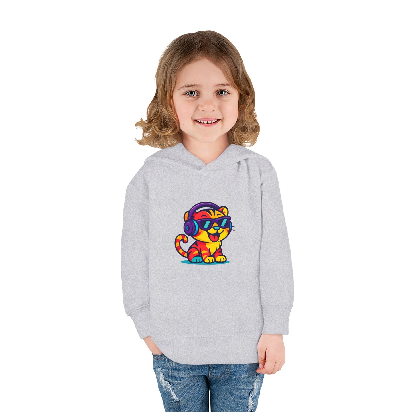 Cool Cat Toddler Hoodie - Fleece Pullover with Colorful Lion Design, Kids Clothing, Fun Gift, Casual Wear, Playtime Essentials