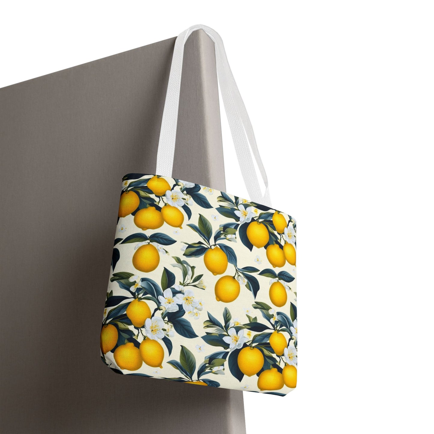 Lemon Blossom All-Over Print Tote Bag — Citrus Floral Market Bag