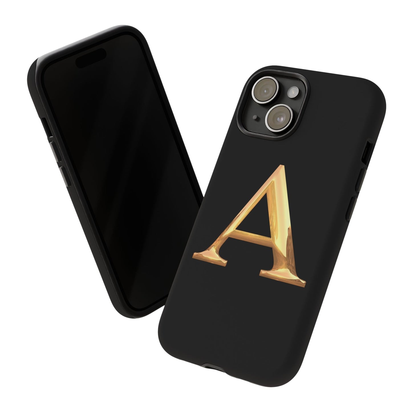Custom Phone Case with Gold Letter A, Monogrammed Gift, Tough Protective Case, Personalized Phone Accessory, Unique Phone Cover