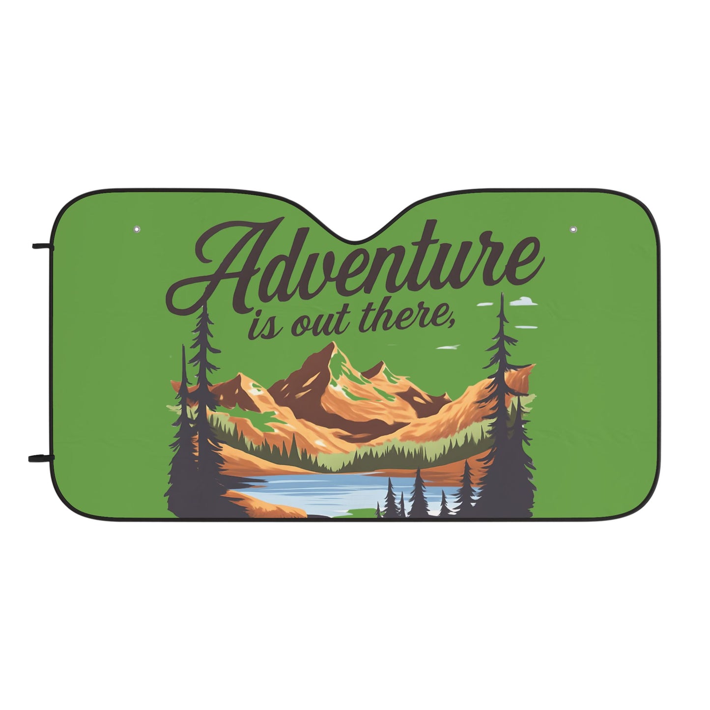 Car Sun Shade — "Adventure Is Out There" Mountain Scenic Windshield Cover