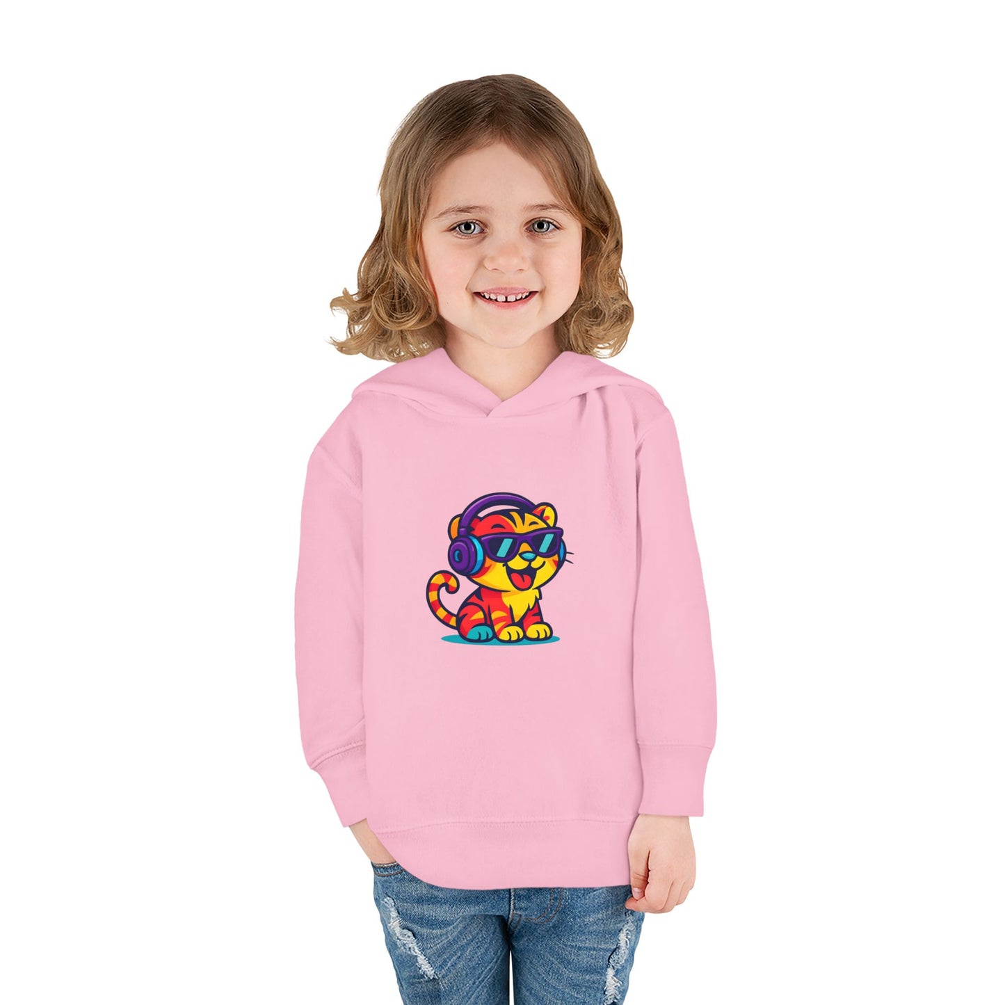 Cool Cat Toddler Hoodie - Fleece Pullover with Colorful Lion Design, Kids Clothing, Fun Gift, Casual Wear, Playtime Essentials