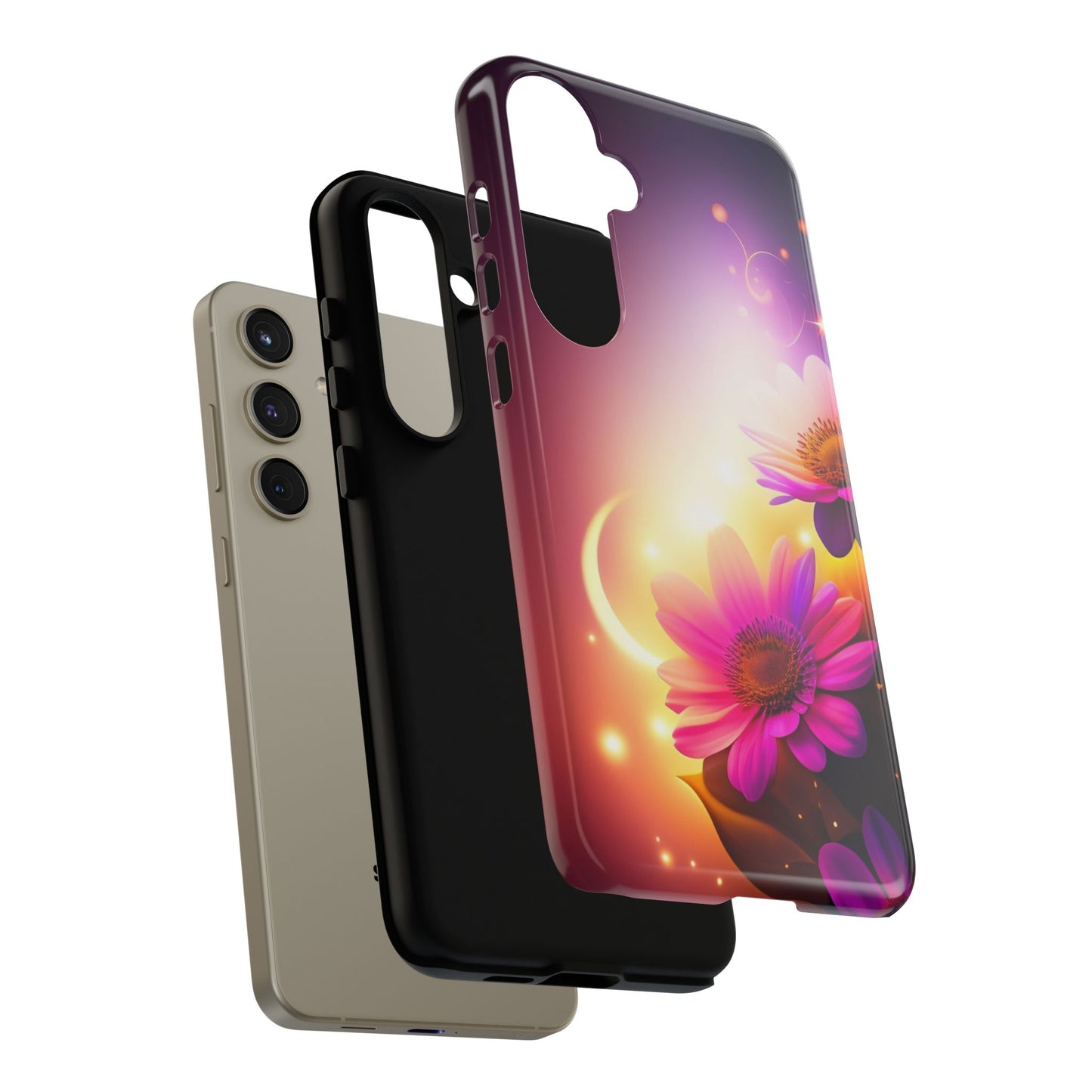 Floral Moonlight Phone Case – Purple Daisy Protective Cover
