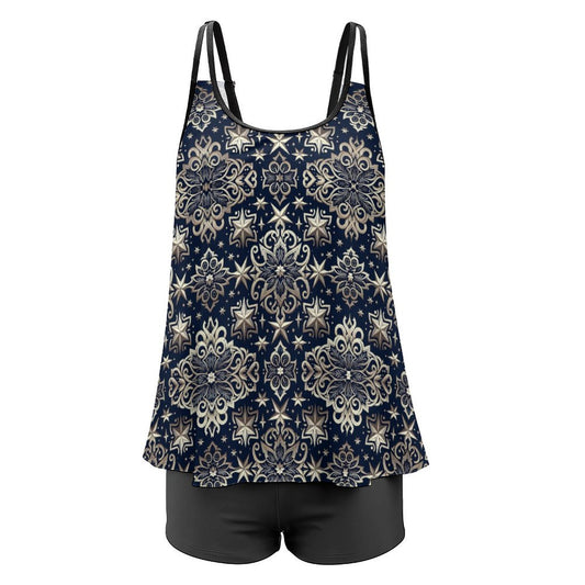Plus Size Women Tankini 2-Piece Swimsuit