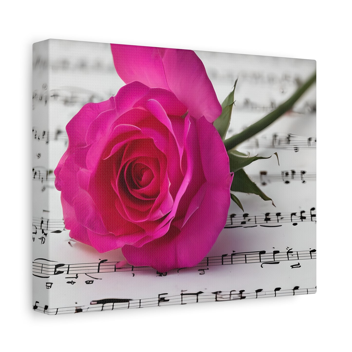 Stretched Canvas Art Print, Classic Rose on Sheet Music, Floral Wall Decor, Home Decoration, Gift for Music Lovers