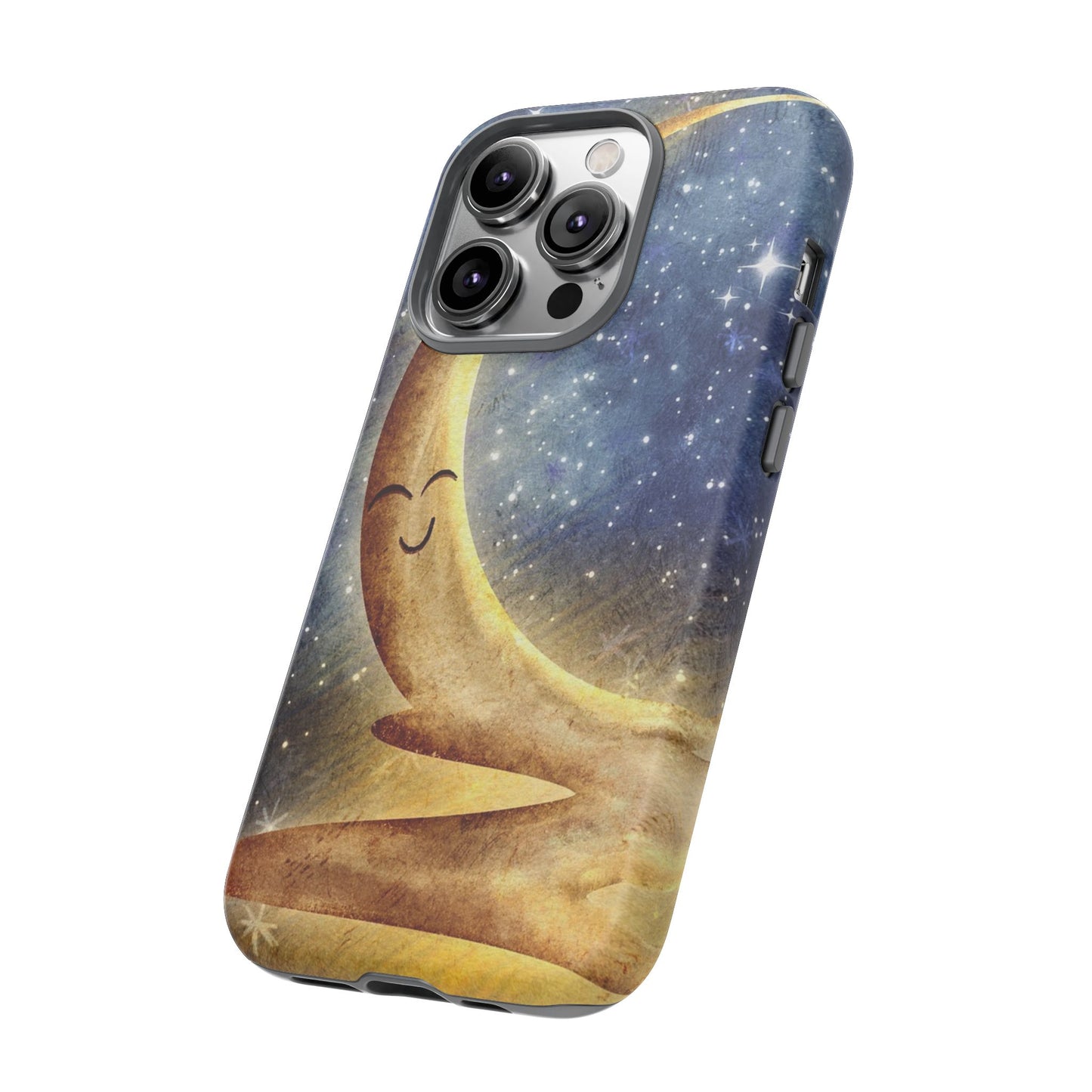 Moonlit Smile Phone Case — Starry Night Crescent Moon iPhone Cover