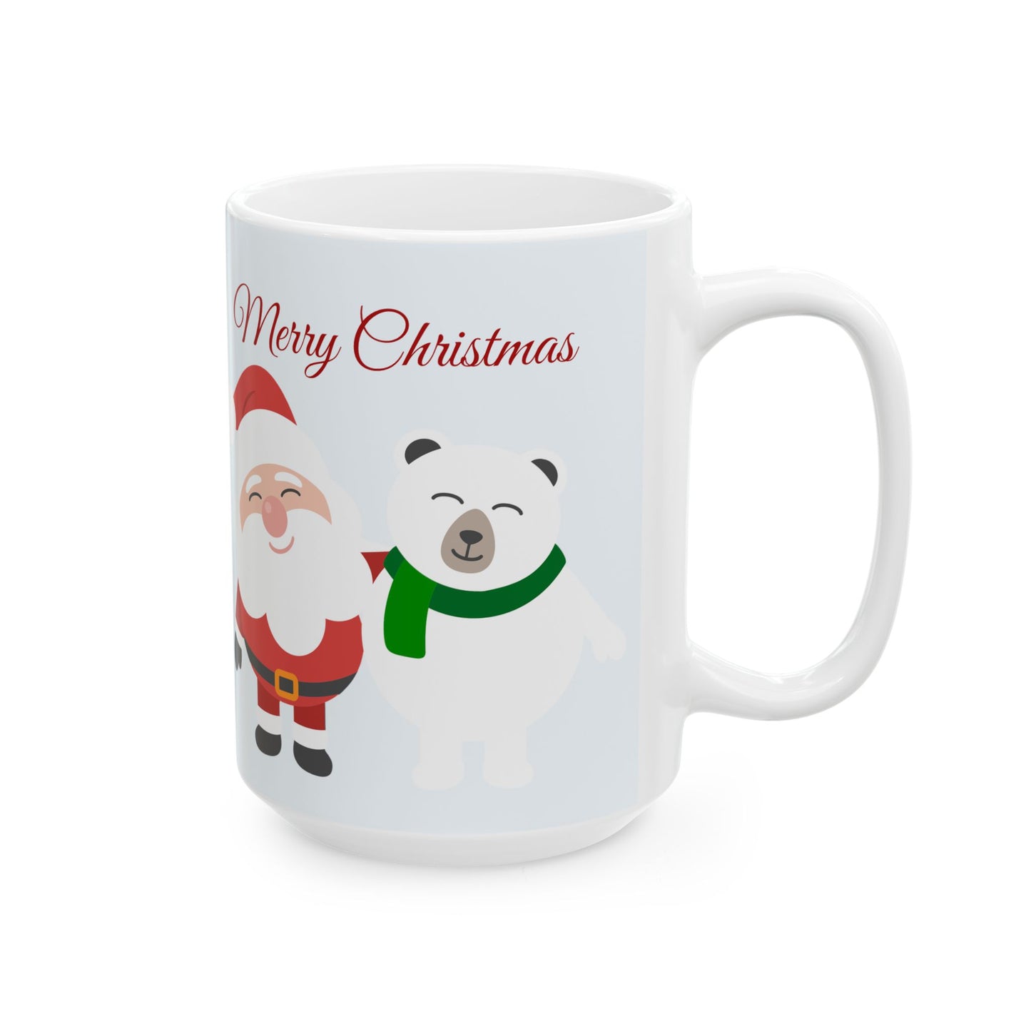 Christmas Santa & Polar Bear Ceramic Mug (11oz/15oz) — "Merry Christmas" Holiday Coffee Cup