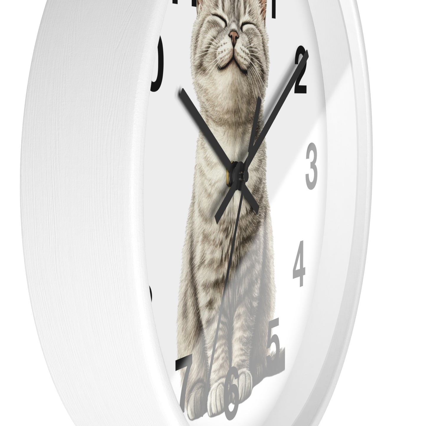 Smiling Tabby Cat Wall Clock — Cute Kitten Home Decor Clock
