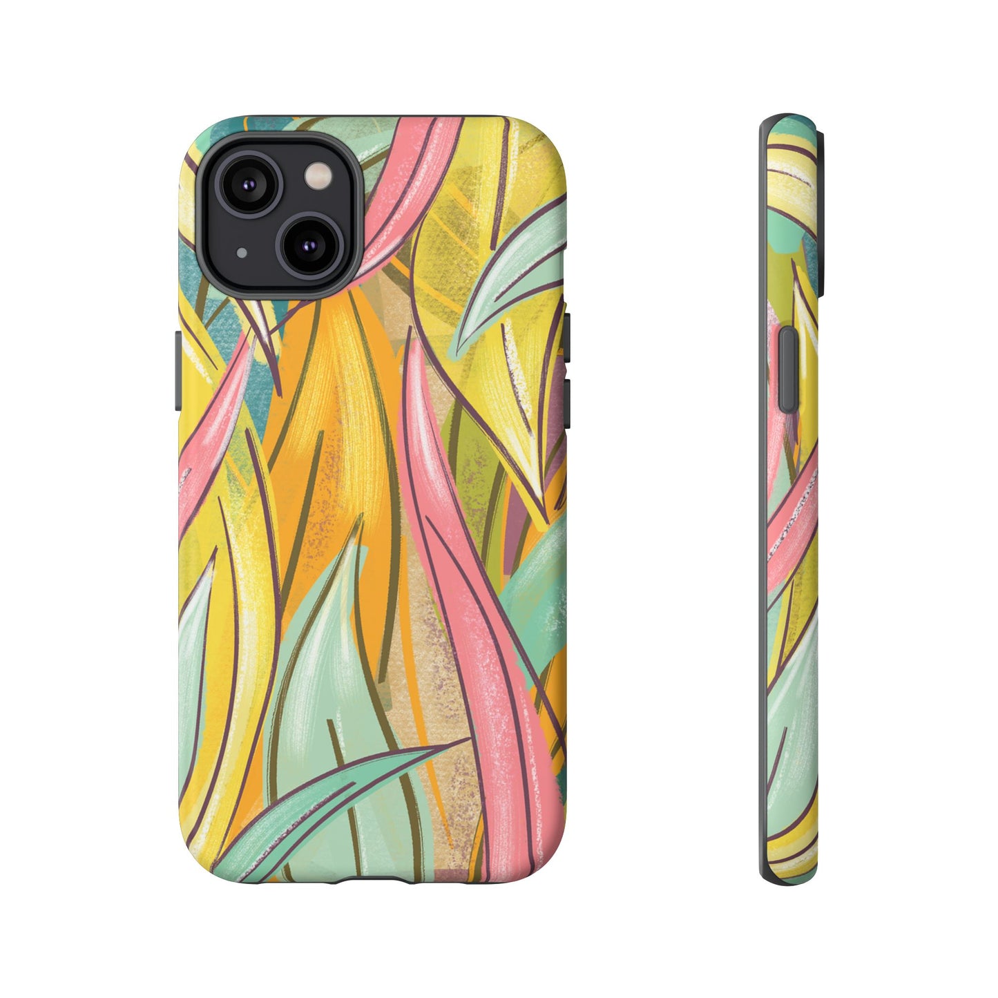 Vibrant Phone Case with Colorful Leaf Design, Tough Cases for Nature Lovers, Eco-Friendly Gift, Summer Vibes, Floral Phone Cover