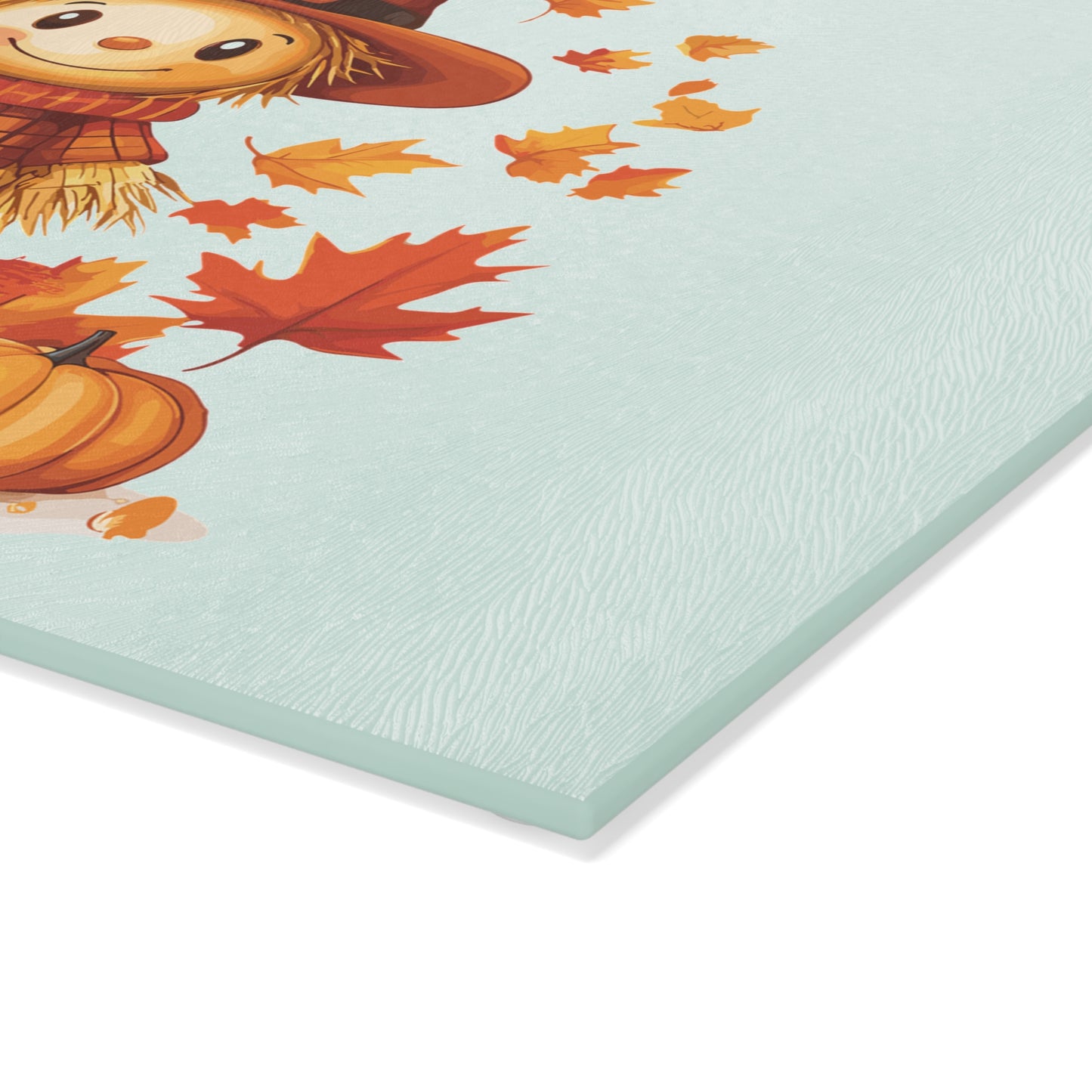 Autumn Scarecrow Glass Cutting Board, Fall Kitchen Decor, Thanksgiving Gift, Food Prep Surface, Harvest Homeware, Seasonal Cooking Tool