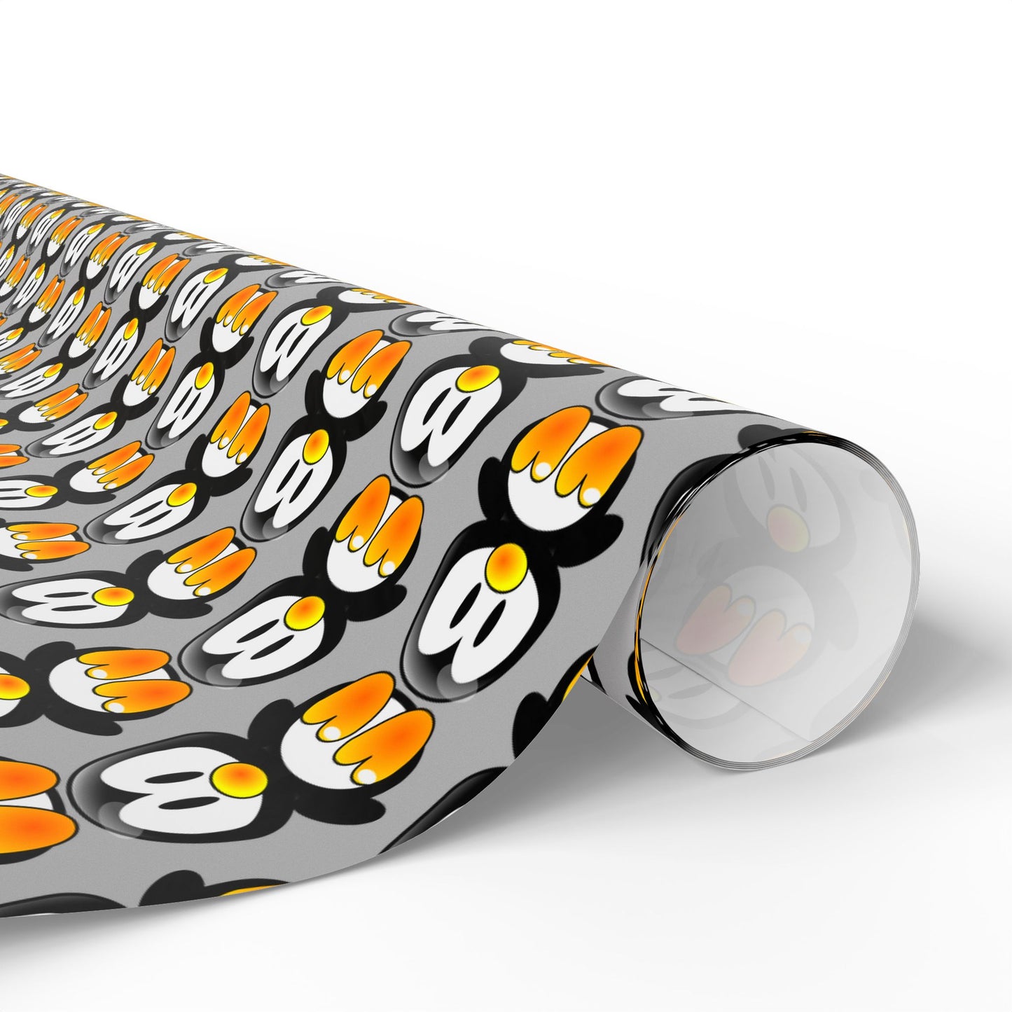 Wrapping Paper — Retro Floral Black & Orange Pattern Roll