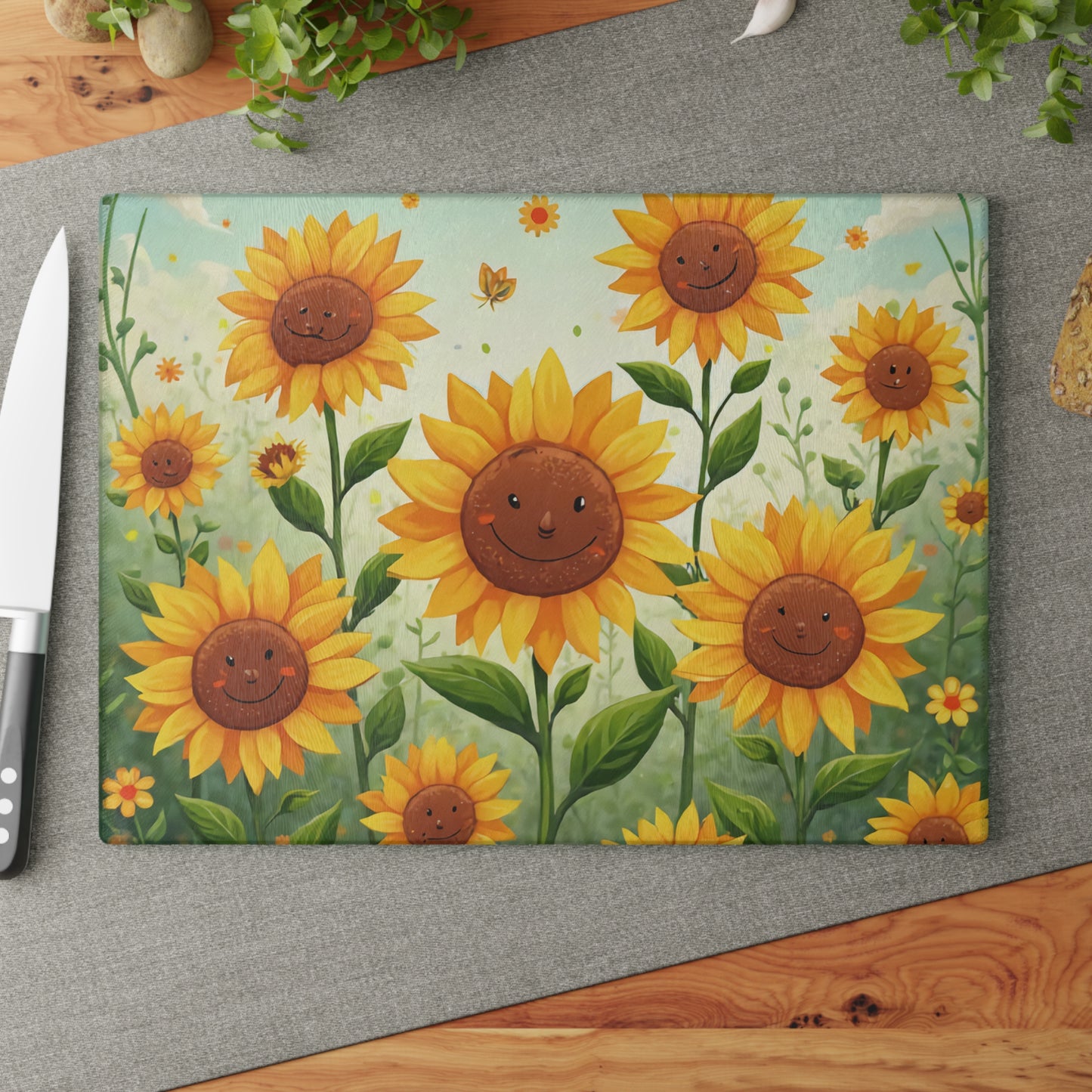 Happy Sunflowers Glass Cutting Board, Floral Kitchen Decor, Unique Gift for Home Chefs, Brighten Your Culinary Space, Summer Vibes, [...]