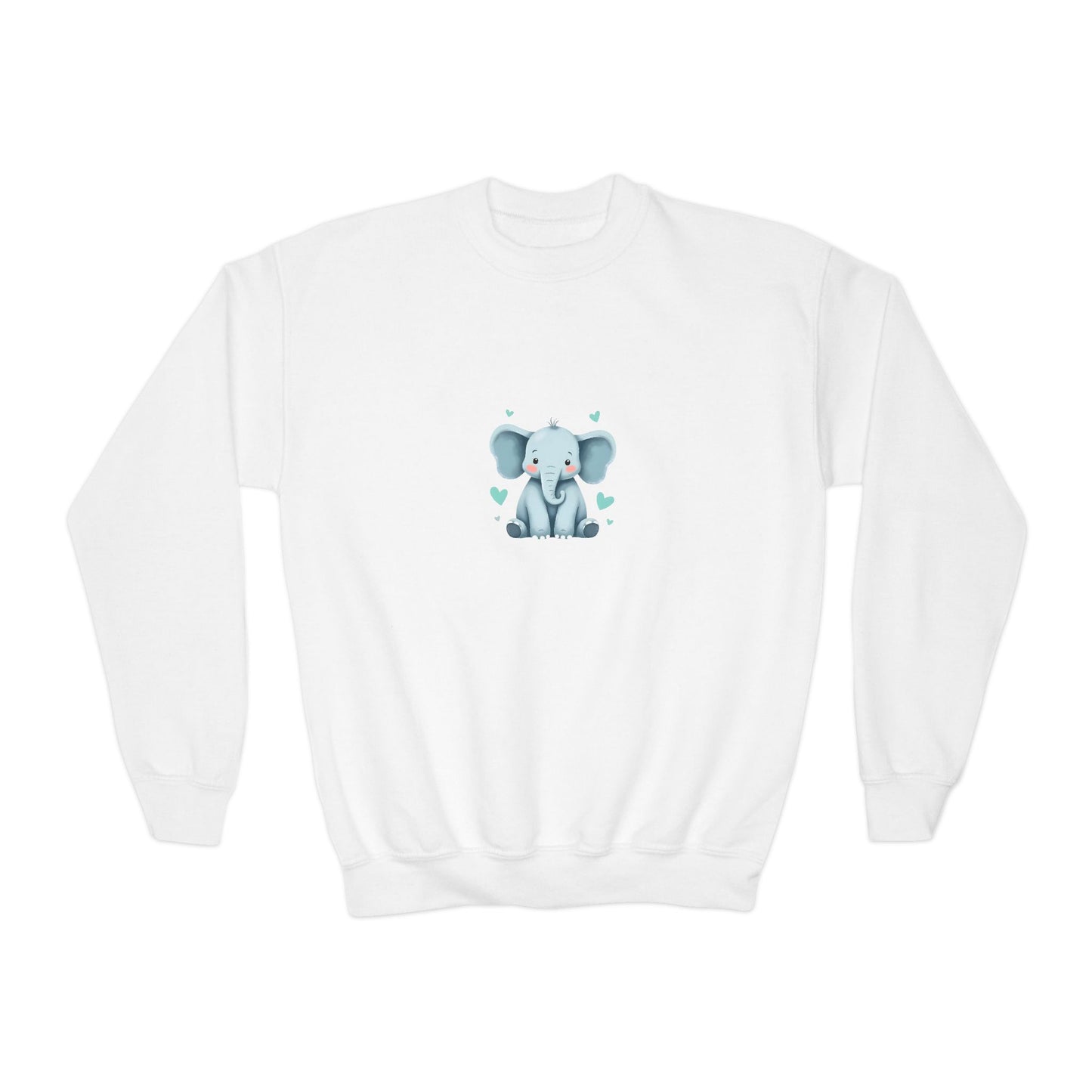 Adorable Elephant Youth Crewneck Sweatshirt, Kids' Casual Wear, Animal Lover Gift, Birthday Present, Cute Sweatshirt for All Seasons