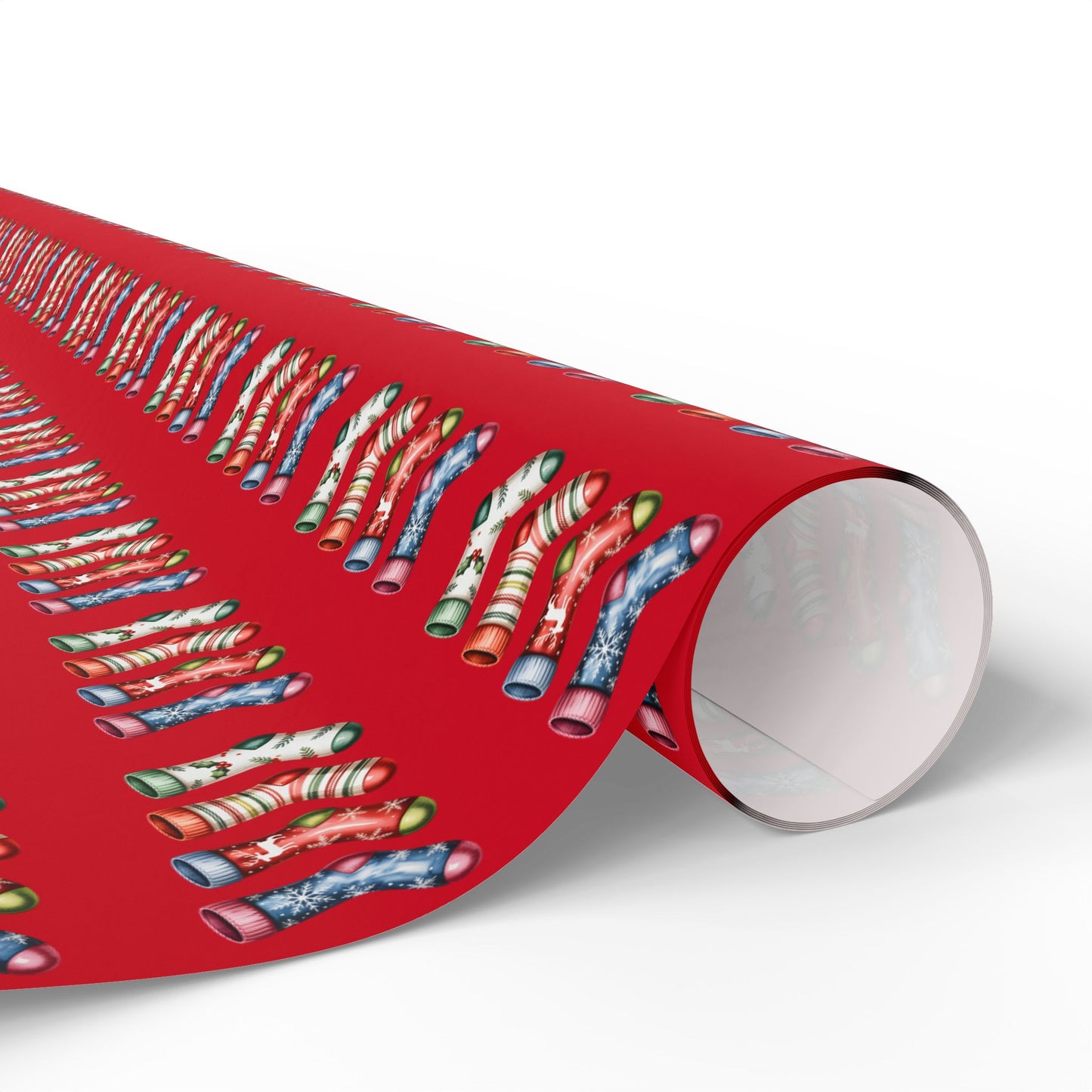 Holiday Candy Cane Wrapping Paper Roll — Red Patterned Gift Wrap