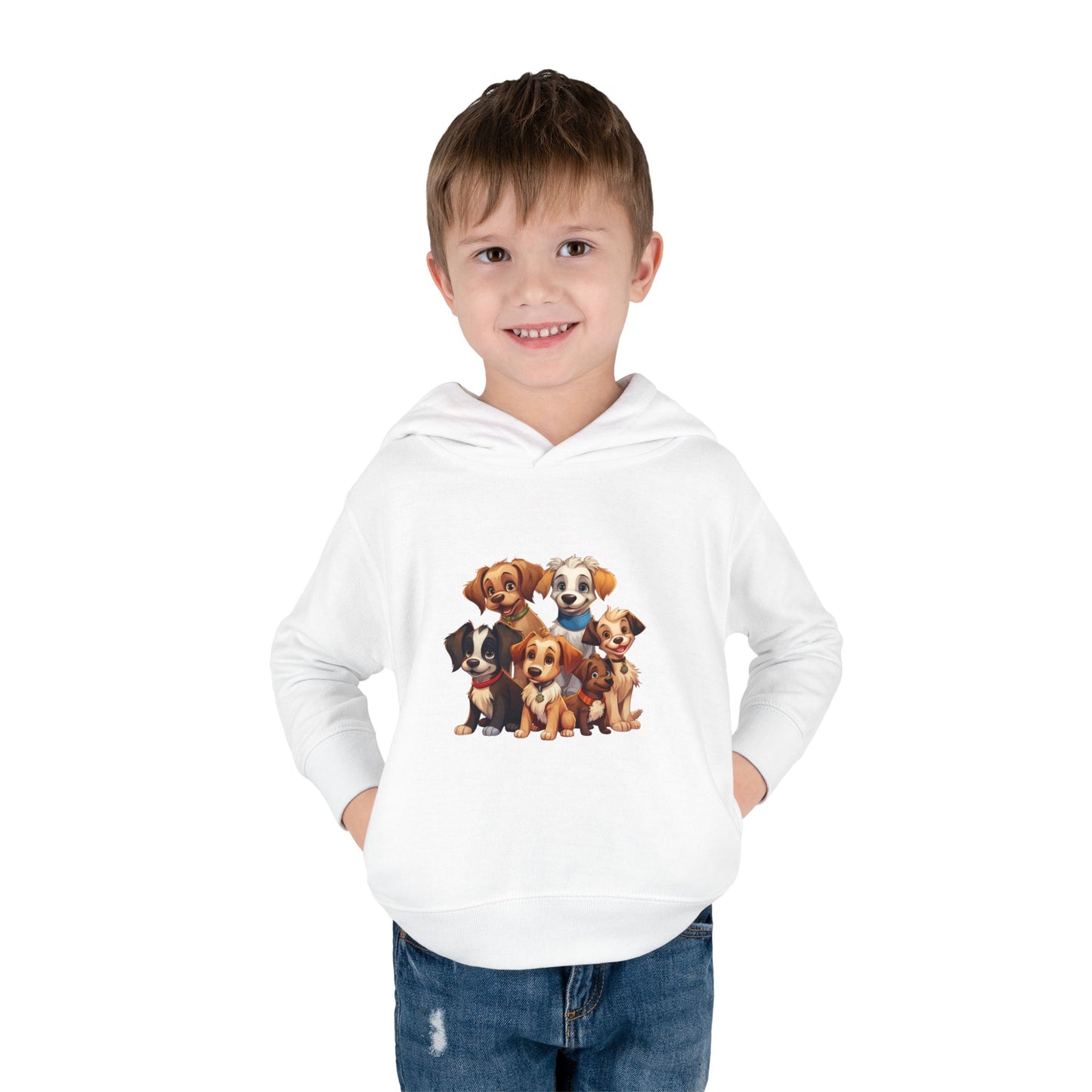 Adorable Puppy Print Toddler Hoodie, Cute Kids Fleece Pullover, Dog Lover Gift, Warm Hoodie for Boys & Girls, Pet Themed Clothes