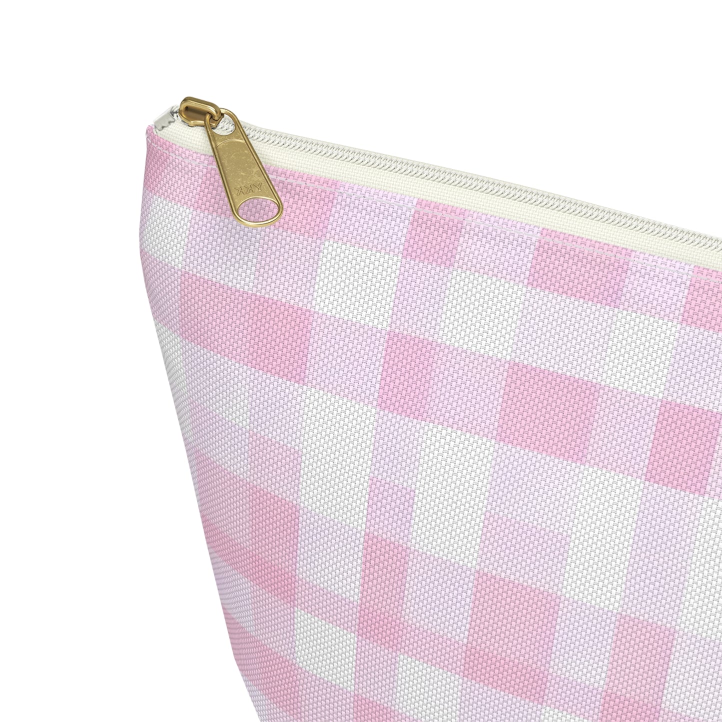 Personalized Pink Gingham Accessory Pouch, Makeup Bag - Letter K